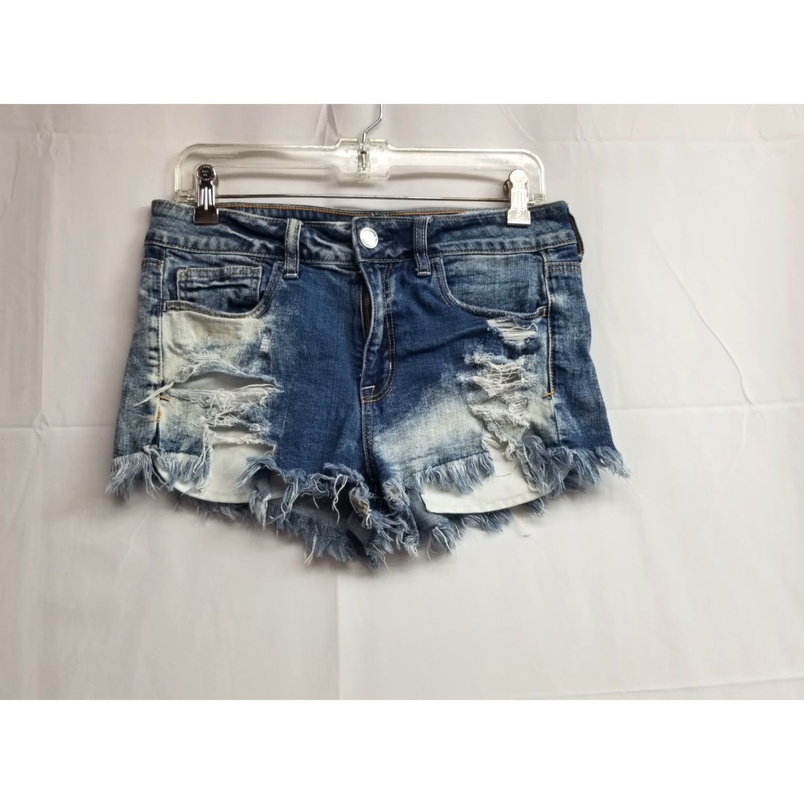 Vintage American Eagle Distressed Look Denim Blue Jean Shorts Women 8 Cut-Off Denim Summer Blue Flower Pattern Solid Size 8 Mens? Wait no. Size 30" / US 8 / IT 44 - 2 Thumbnail