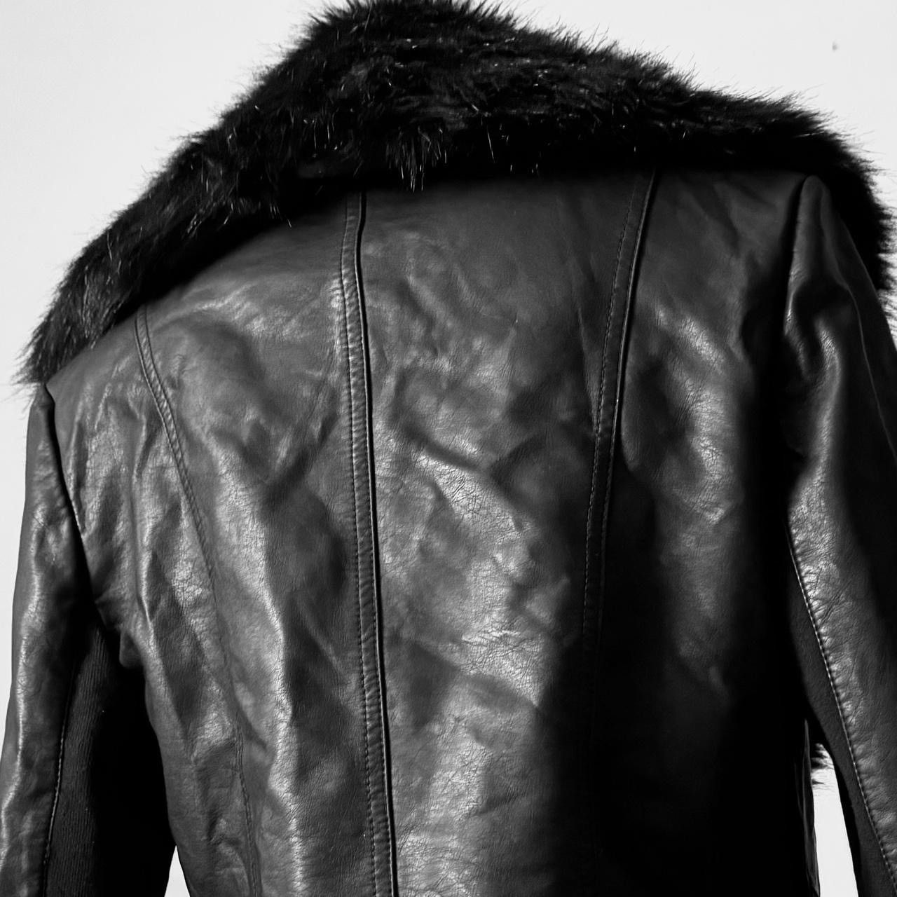 Vintage So sick leather avant garde biker moto jacket with fur Size S / US 4 / IT 40 - 4 Thumbnail