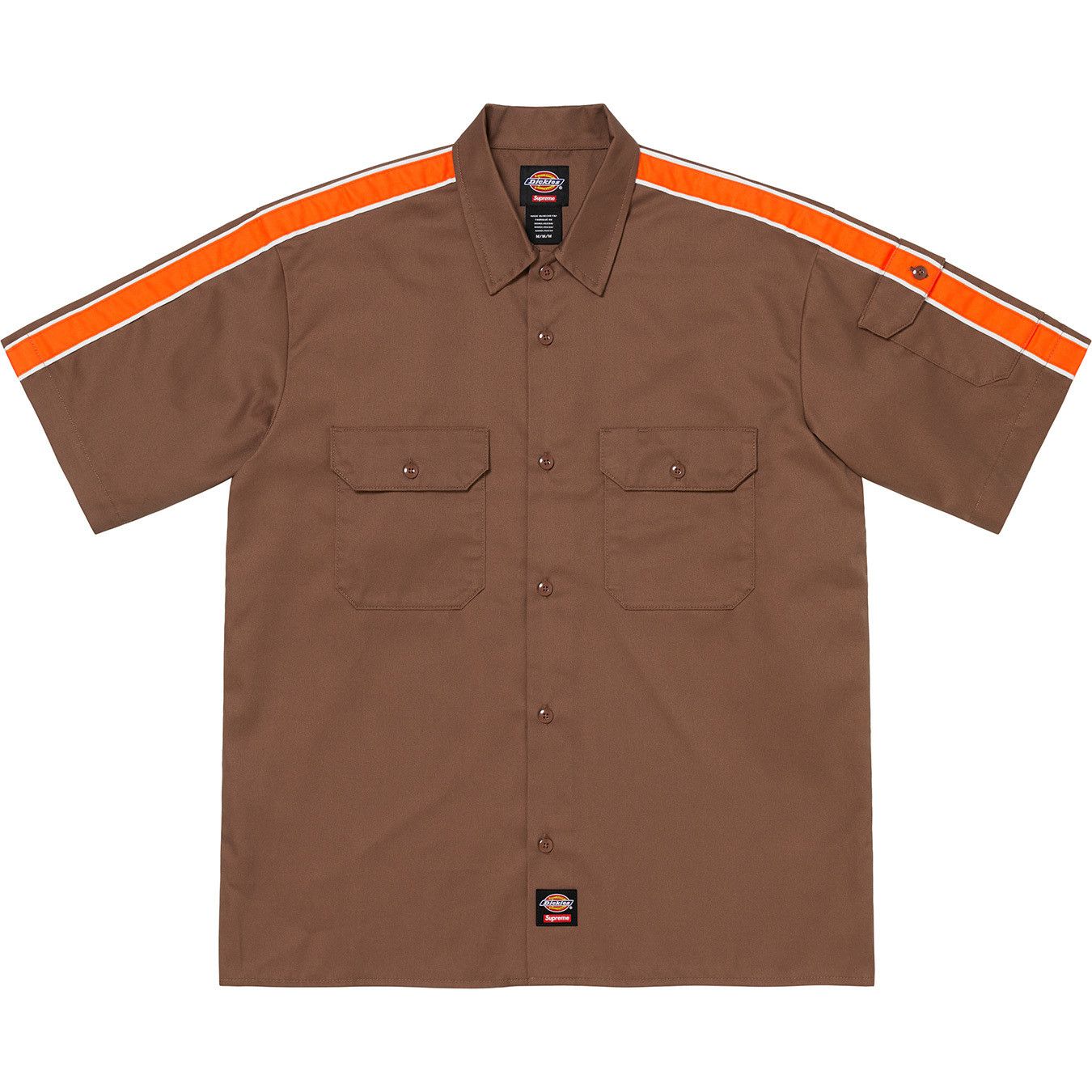 image of Dickies Stripe S/s Work Shirt Brown Small, Men's