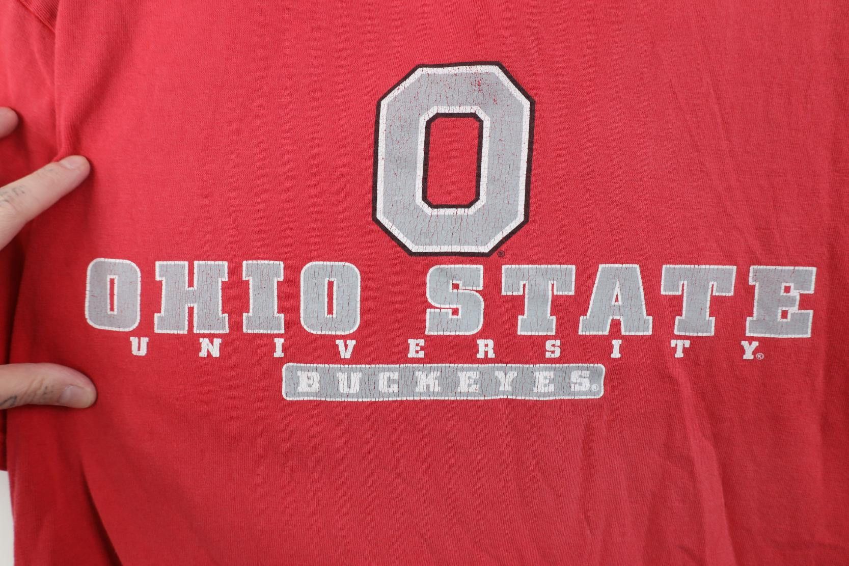 Vintage Vintage 90s Spell Ohio State University T-Shirt Red Cotton Size US XL / EU 56 / 4 - 4 Thumbnail
