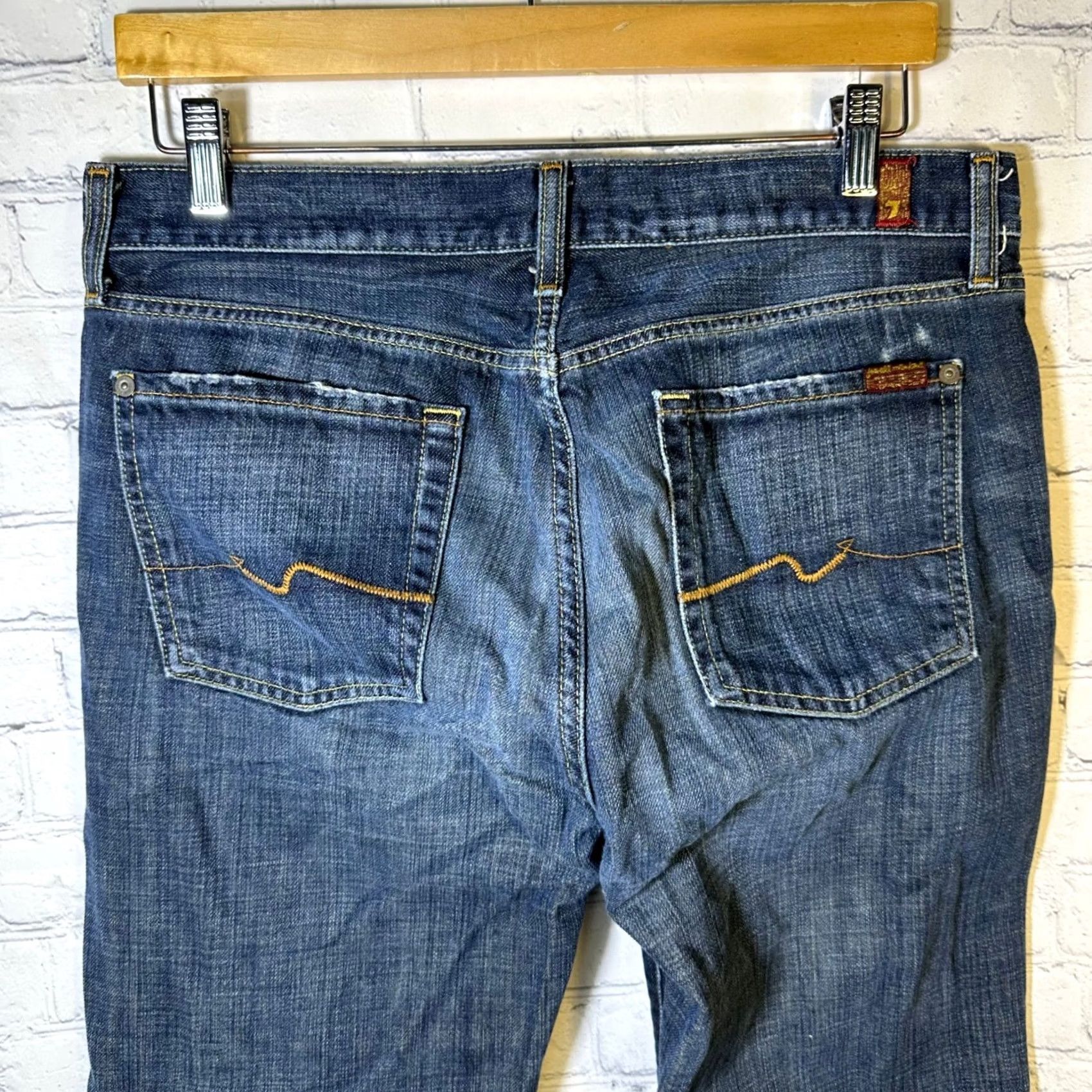 7 For All Mankind 7 For All Mankind Jeans Standard Bootcut Mens 33 Dark Wash Denim Blue 7 For All Mankind Logo Jeans Mens 33 Bootcut Dark Indigo Denim Size US 33 - 4 Thumbnail