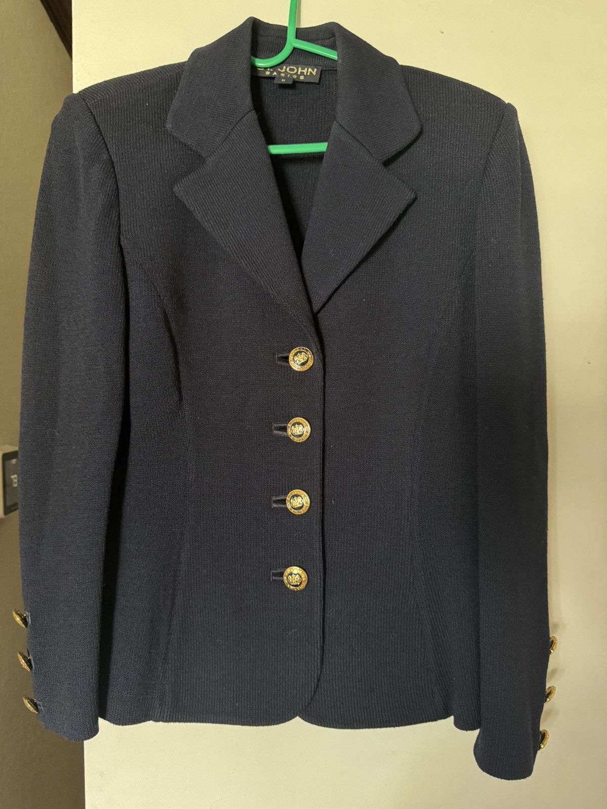 St. John St. John Basics Blue Santana Knit Jacket Blazer Size L / US 10 / IT 46 - 1 Thumbnail