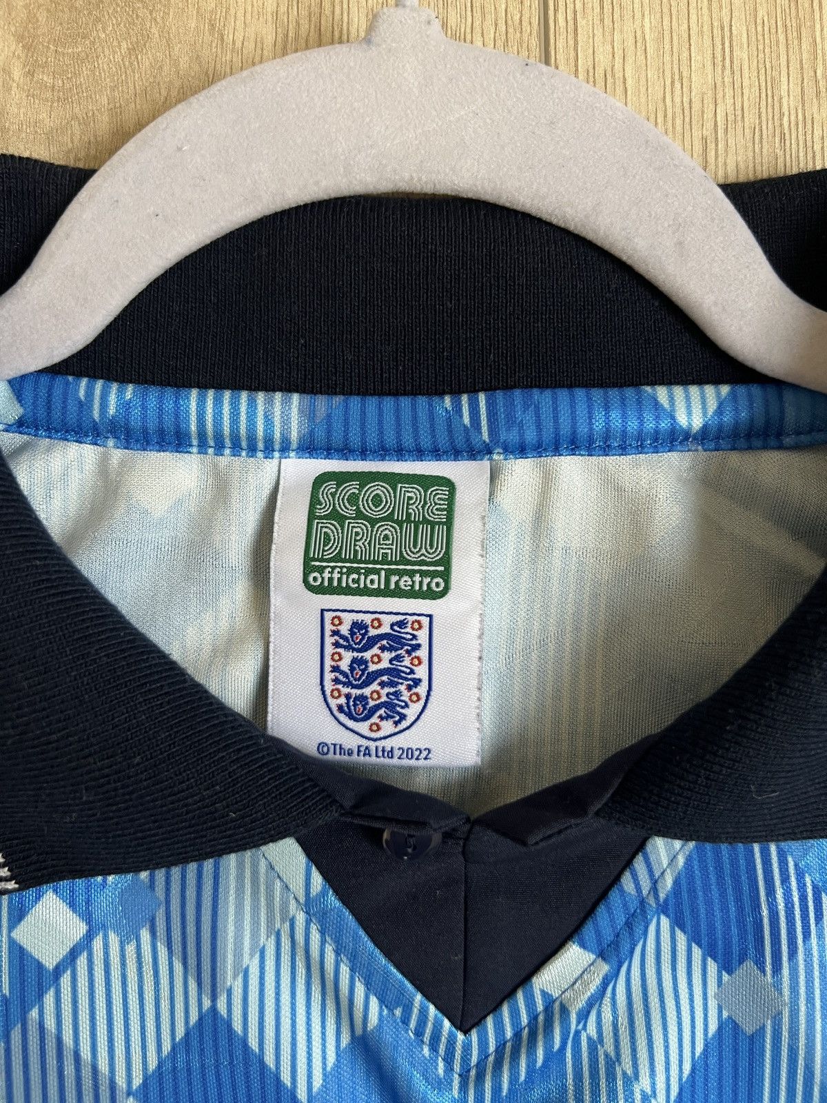 Vintage Vintage 90s England Score Draw Blue Jersey Size US L / EU 52-54 / 3 - 3 Thumbnail