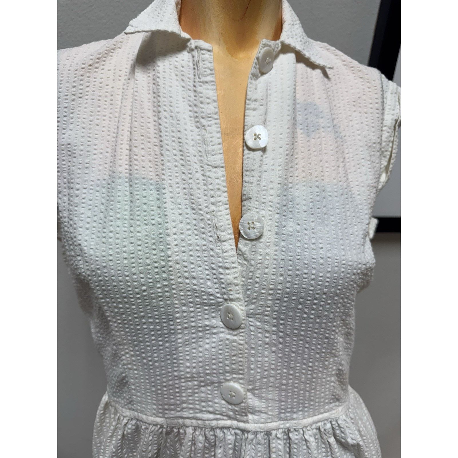 Christy Dawn Christy Dawn M Textured Cotton Midi Dress Size M / US 6-8 / IT 42-44 - 7 Thumbnail