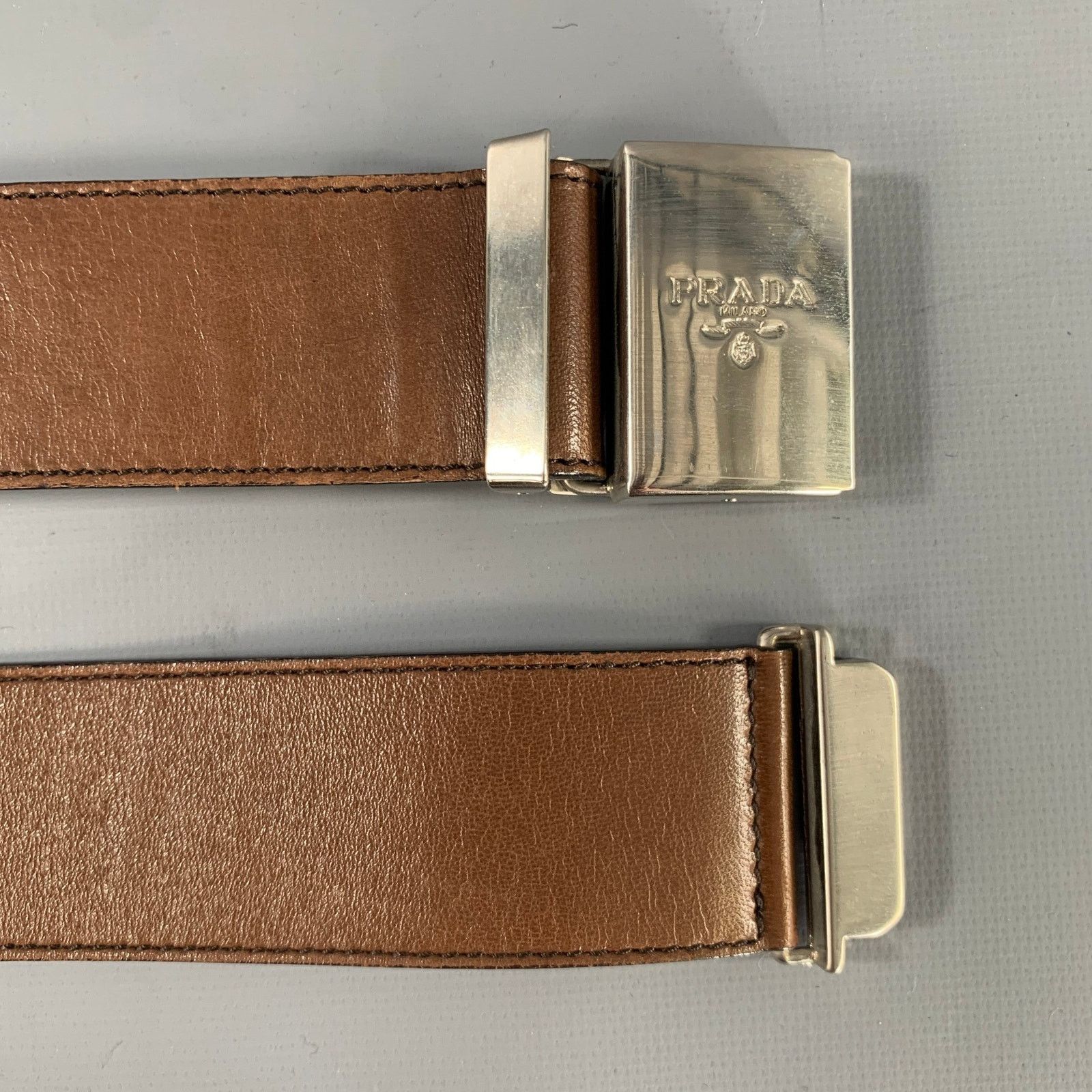 Prada PRADA Brown Leather Belt Size 28 - 5 Thumbnail
