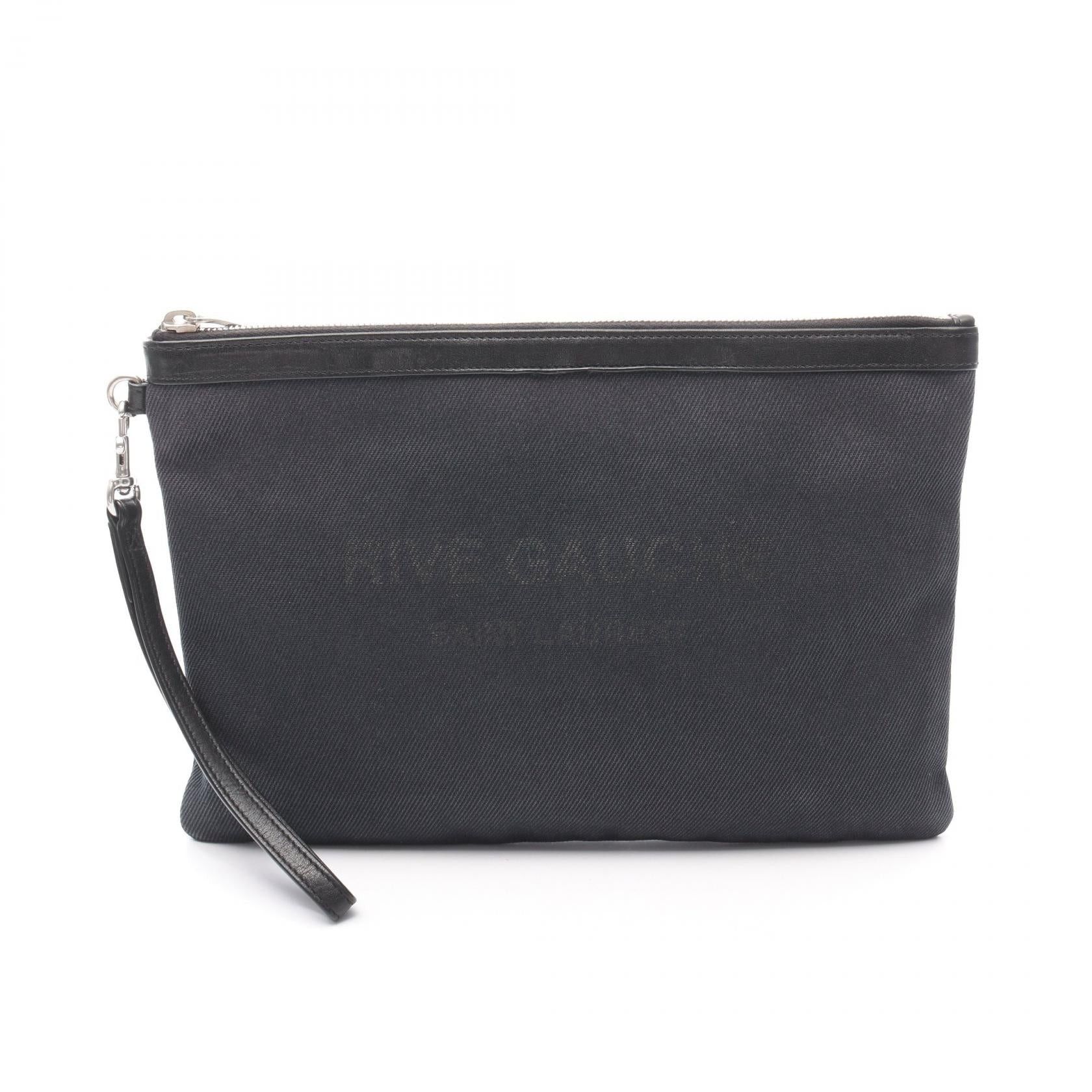 Yves Saint Laurent Yves Saint Laurent Rive Gauche Clutch Bag Canvas Leather Black Size ONE SIZE - 1 Thumbnail
