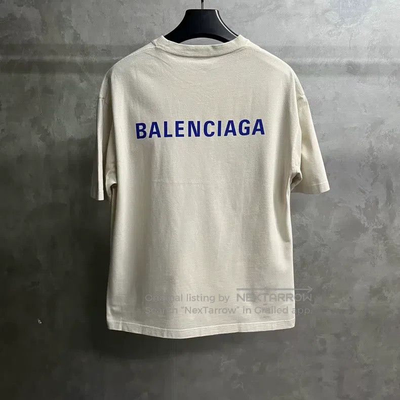 Balenciaga Balenciaga Beige Letter Logo Print Crew Neck Sweatshirt Size US M / EU 48-50 / 2 - 5 Thumbnail
