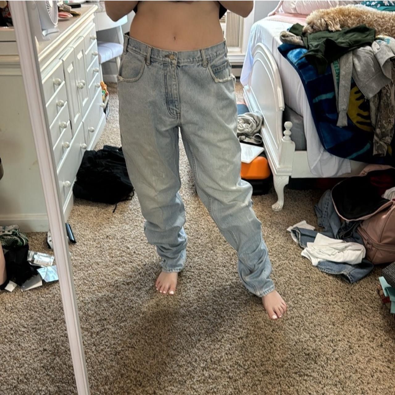 I.N.C × Vintage Vintage Light Blue Washed Distressed Denim Size US 34 / EU 50 - 7 Thumbnail