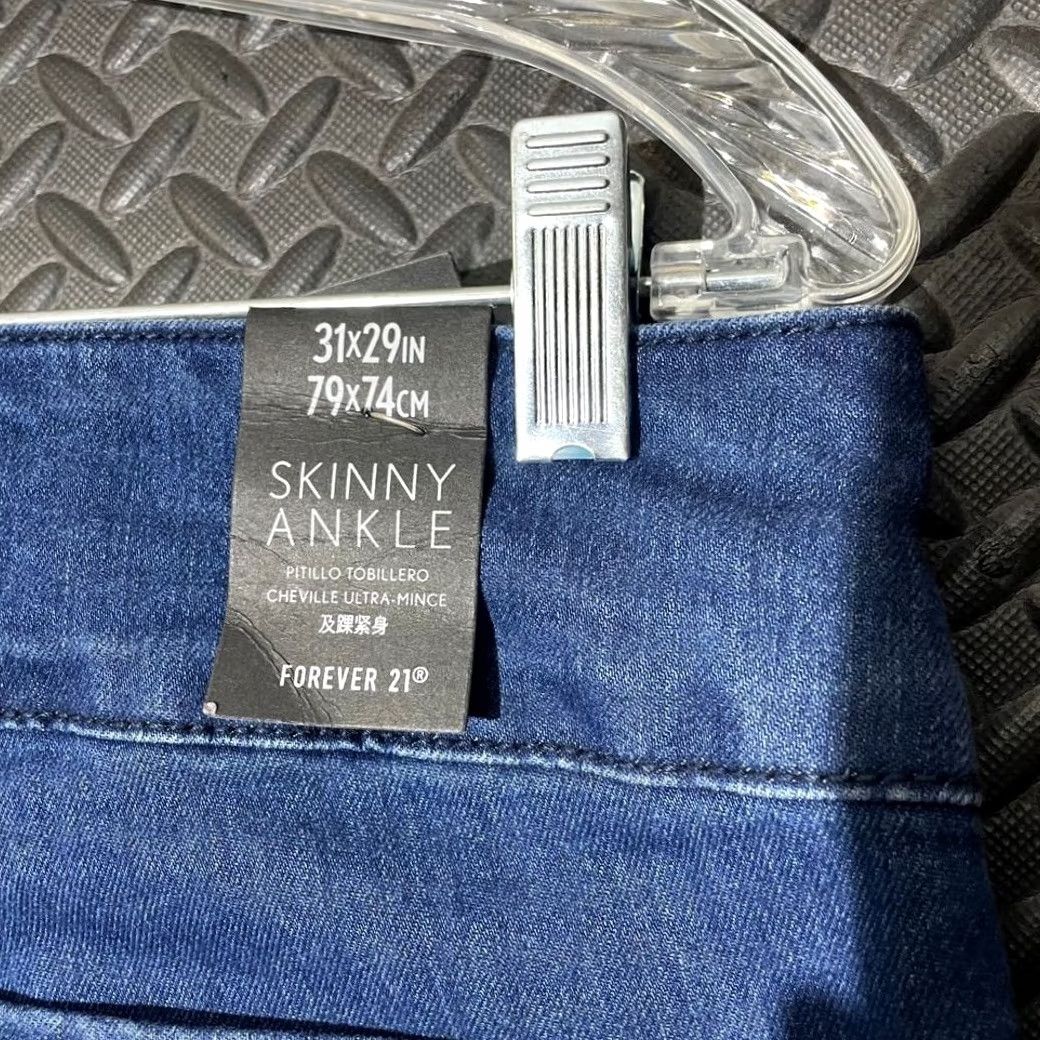 Forever 21 FOREVER 21 Blue Skinny Ankle High Crop Button Stretch Denim Jeans 31 Women Casual 31 Size 24" / US 00 / IT 34 - 5 Thumbnail
