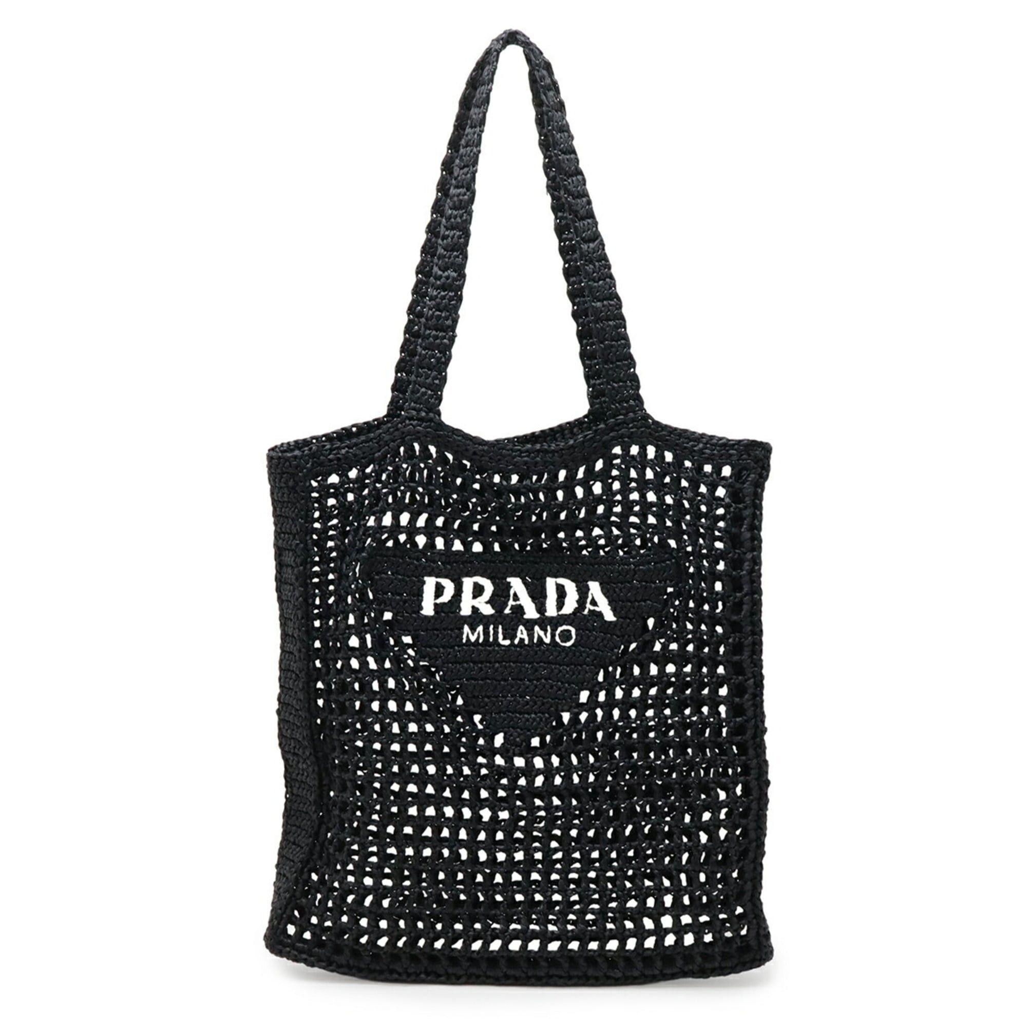 Prada Prada Crochet Tote Bag Shoulder Black White 1BG393 Size ONE SIZE - 1 Thumbnail