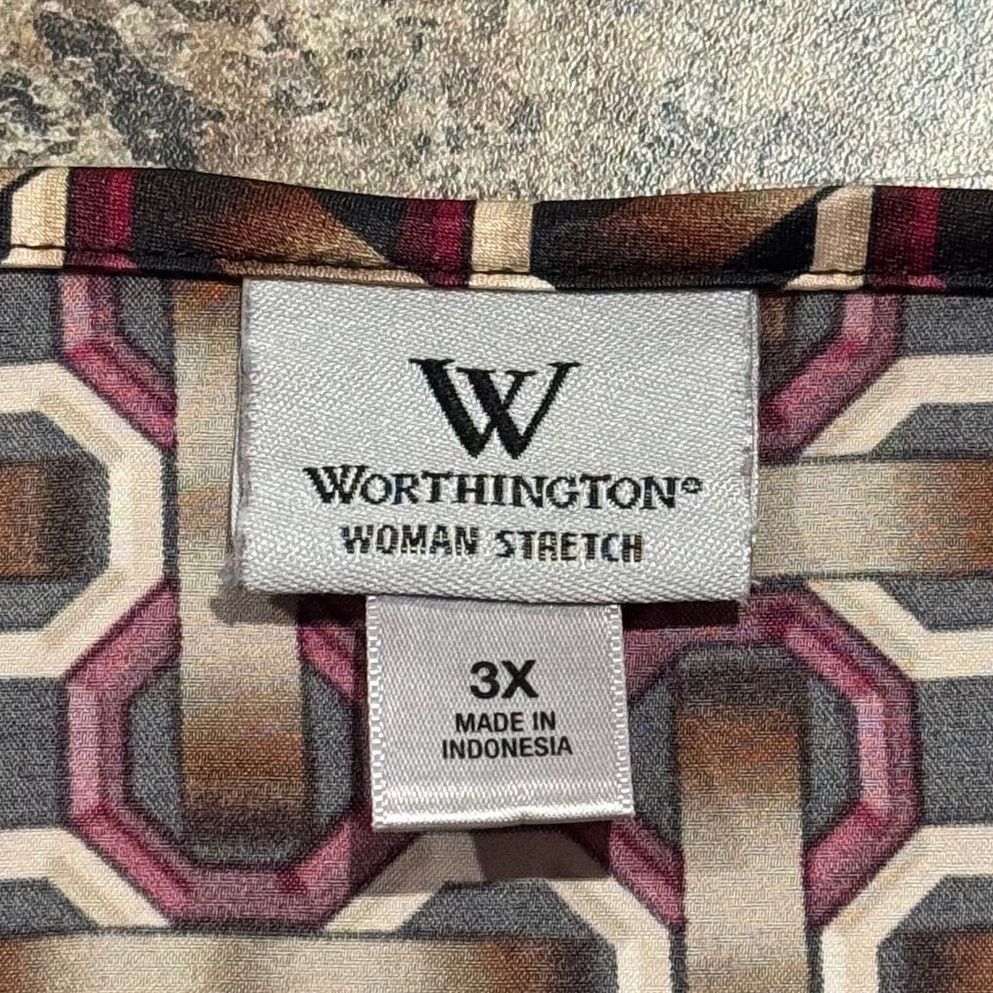 Worthington Worthington Y2K Chain Abstract Retro Top Plus Size 3X Career Size 3XL / US 20-22 - 4 Thumbnail