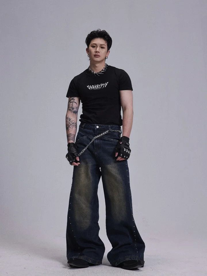 Japanese Brand × Jean × Vintage Vintage Rivet Patchwork Jeans Size US 33 - 4 Thumbnail