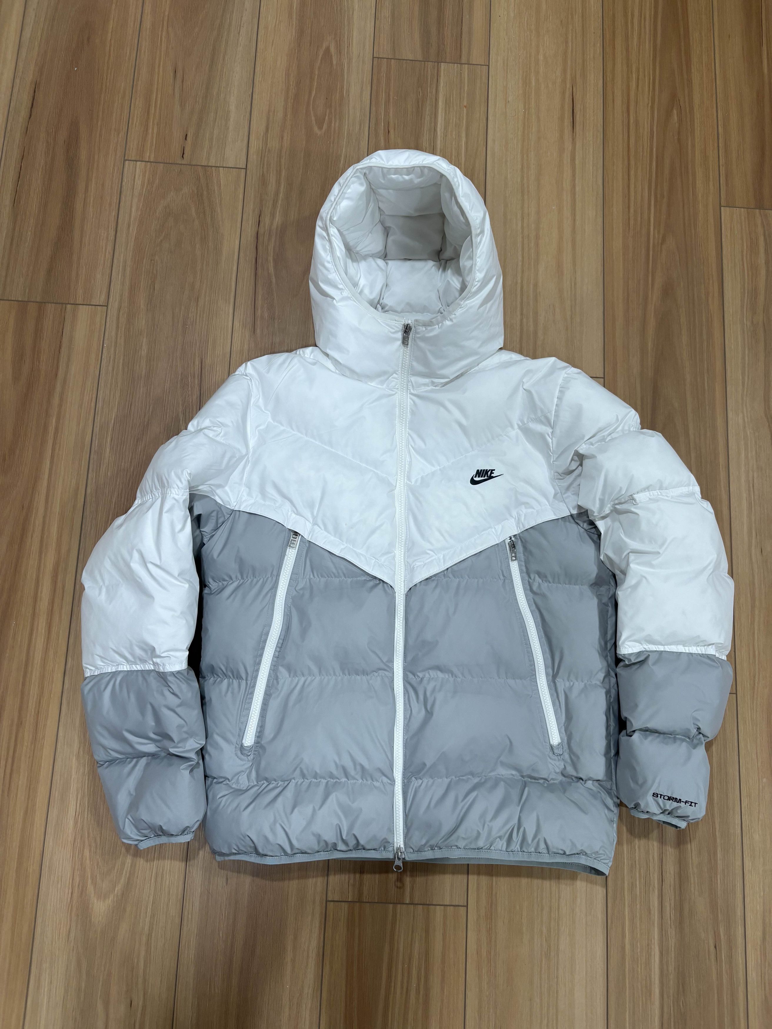 Nike Nike White Light Smoke Grey Black Men's Puffer Jacket Size US M / EU 48-50 / 2 - 5 Thumbnail