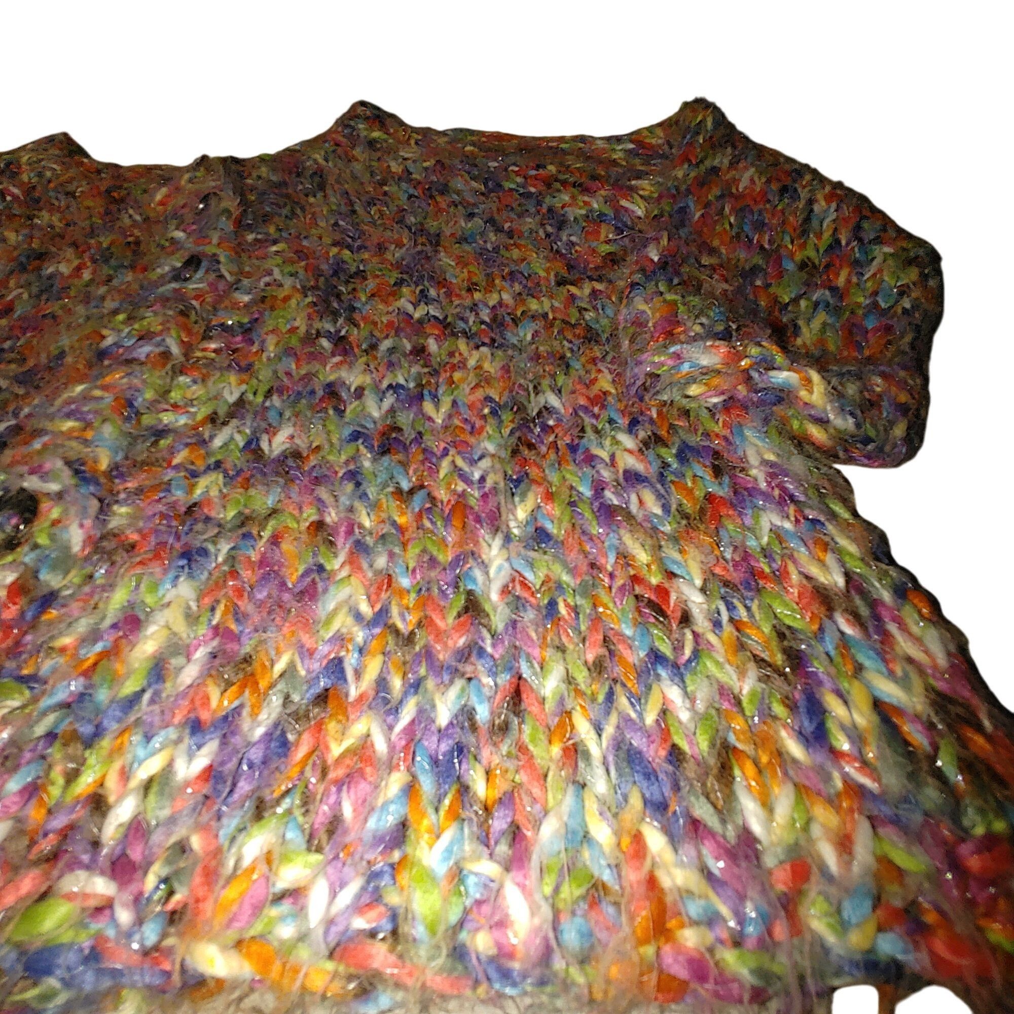 Other Cardigan Sweater XL Multicolor Oversize Cropped Chunky Knit Size XXL / US 16-18 / IT 52-54 - 11 Thumbnail