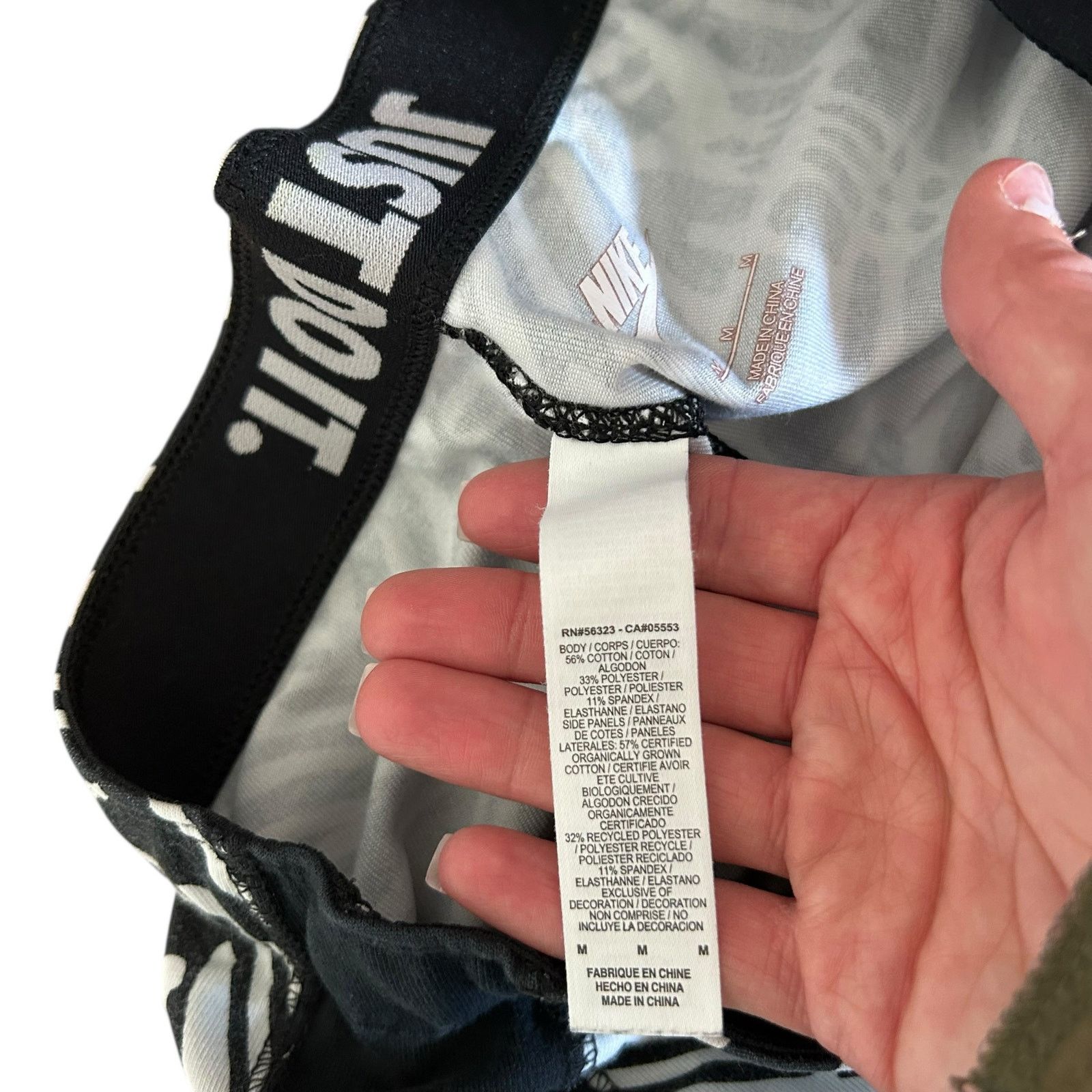 Nike Nike Black White Printed Just Do it Leggings Sz M Size 30" / US 8 / IT 44 - 3 Thumbnail