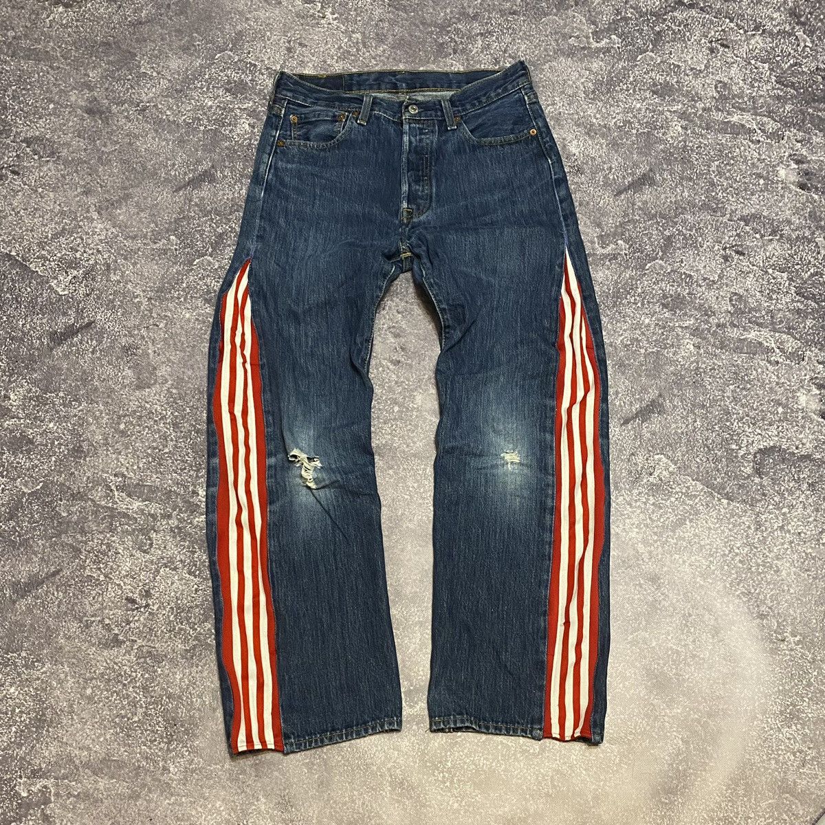 Levi's × Vintage RARE Vintage custom Reworked Levi’s x Adidas denim y2k Size US 32 / EU 48 - 1 Thumbnail