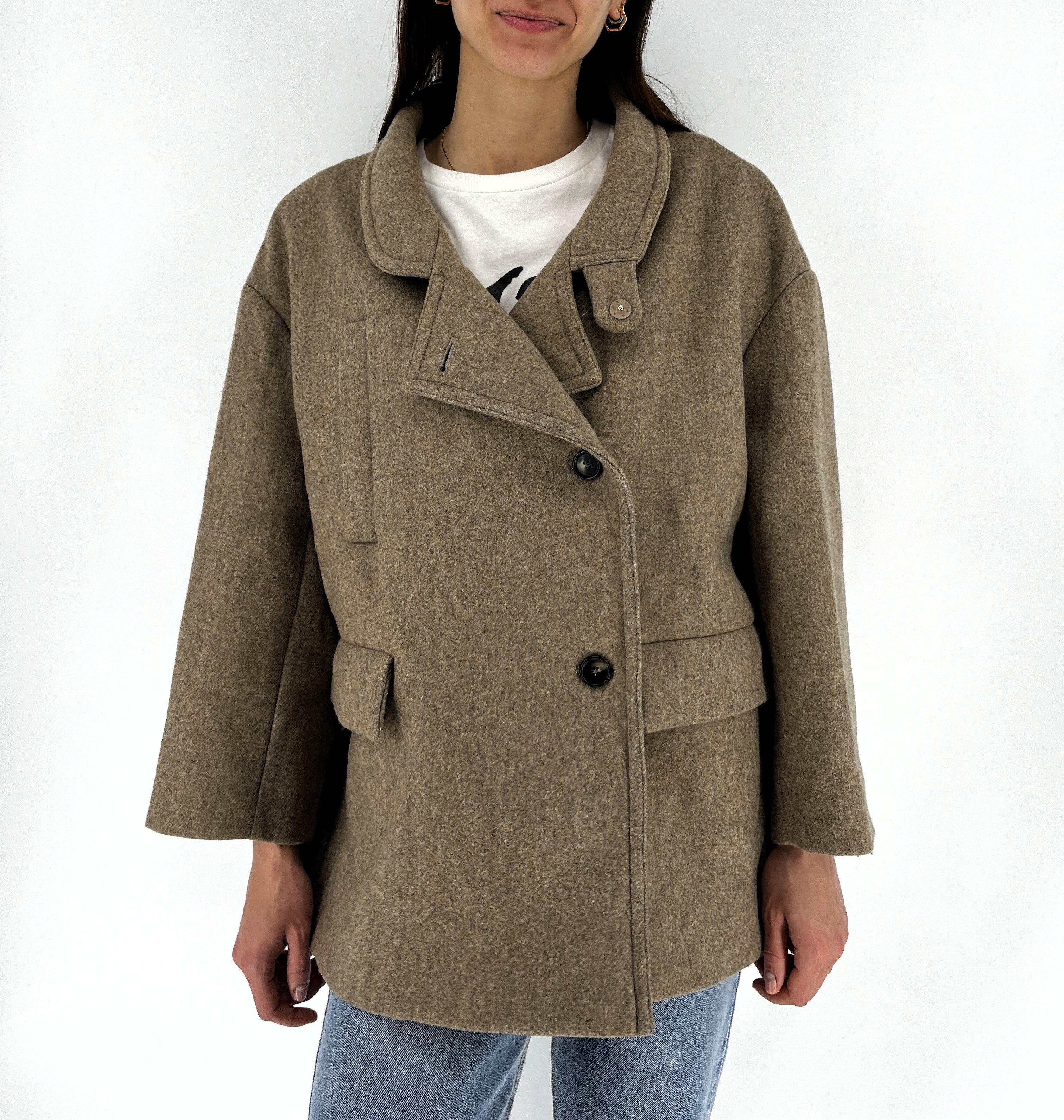 MARNI Beige Brown Cropped Wool Coat Jacket Italian IT 46