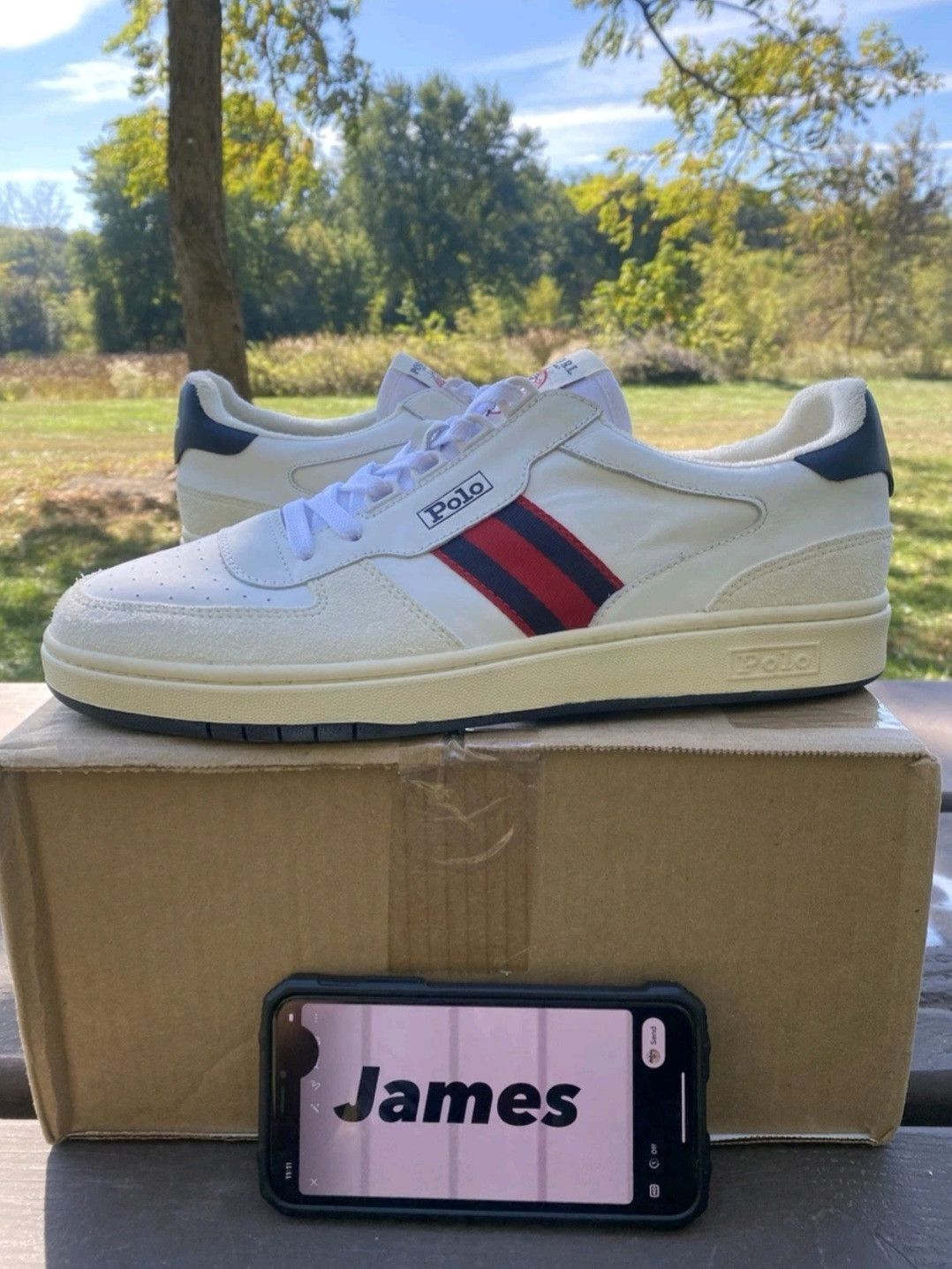 Ralph Lauren Ralph Lauren Polo Court Sneakers White Navy Red Retro 004 Size US 11.5 / EU 44-45 - 1 Thumbnail