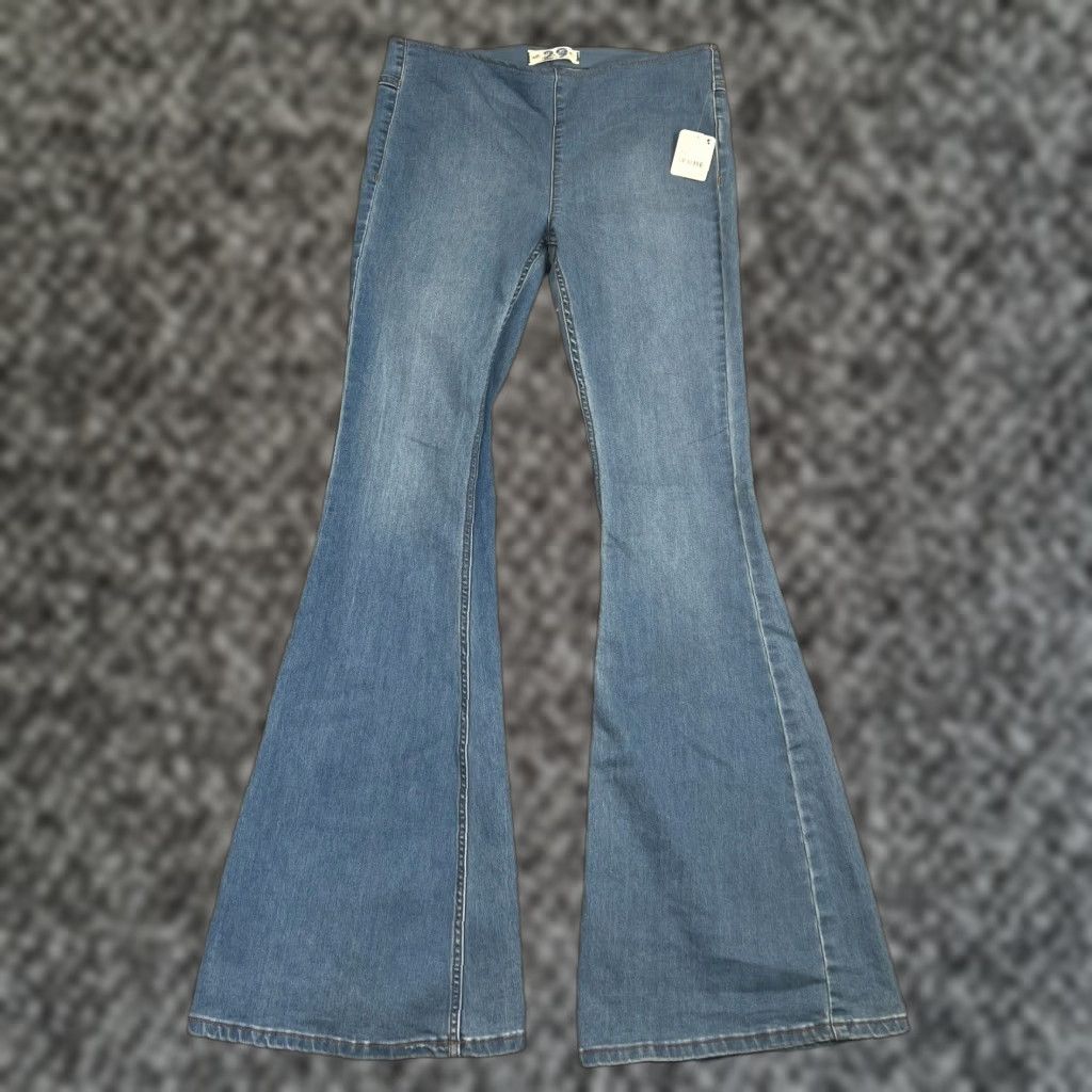 We The Free High Rise Bell Bottom Jeans Womens 29 Pull On Denim Medium Wash