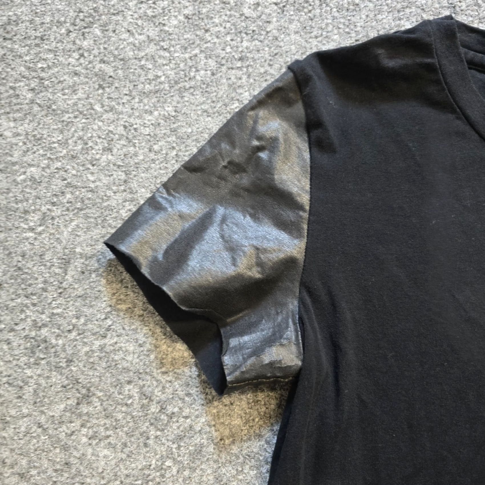 Theory Theory Top Womens Size P Black Vegan Leather Sleeve Crew Neck Capsule Basic Shirt Size S / US 4 / IT 40 - 3 Thumbnail
