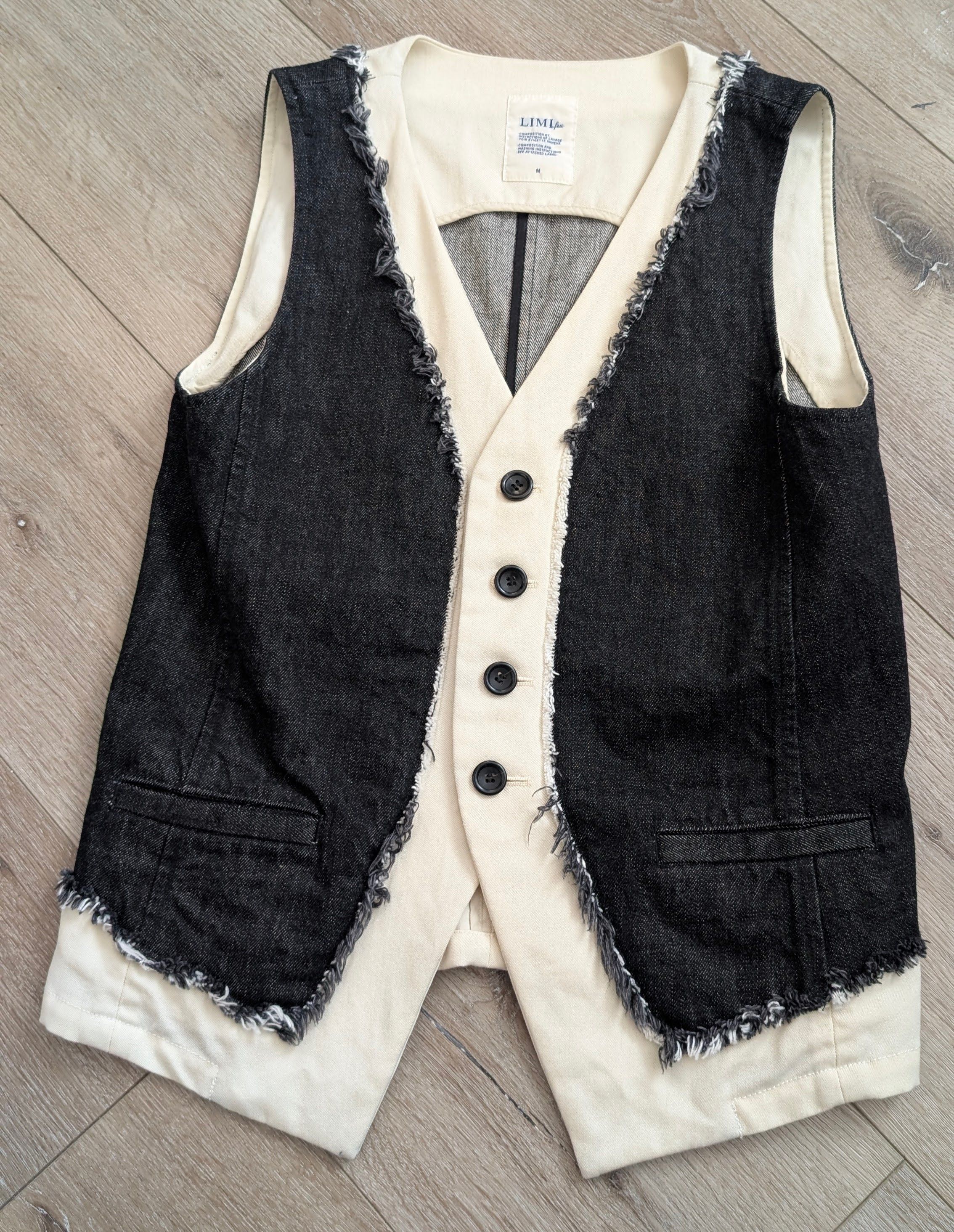 Limi Feu LIMI FEU black and bleached denim/wool vest Size M / US 6-8 / IT 42-44 - 1 Thumbnail