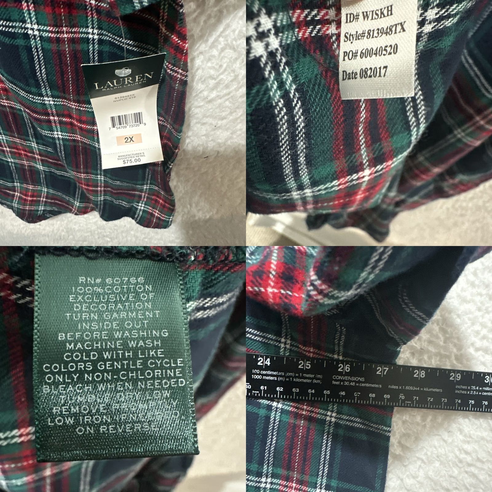 Ralph Lauren Lauren Ralph Lauren Women's Pajama Long Sleeve Shirt 2X Flannel Plaid NWT Size XXL / US 16-18 / IT 52-54 - 9 Thumbnail