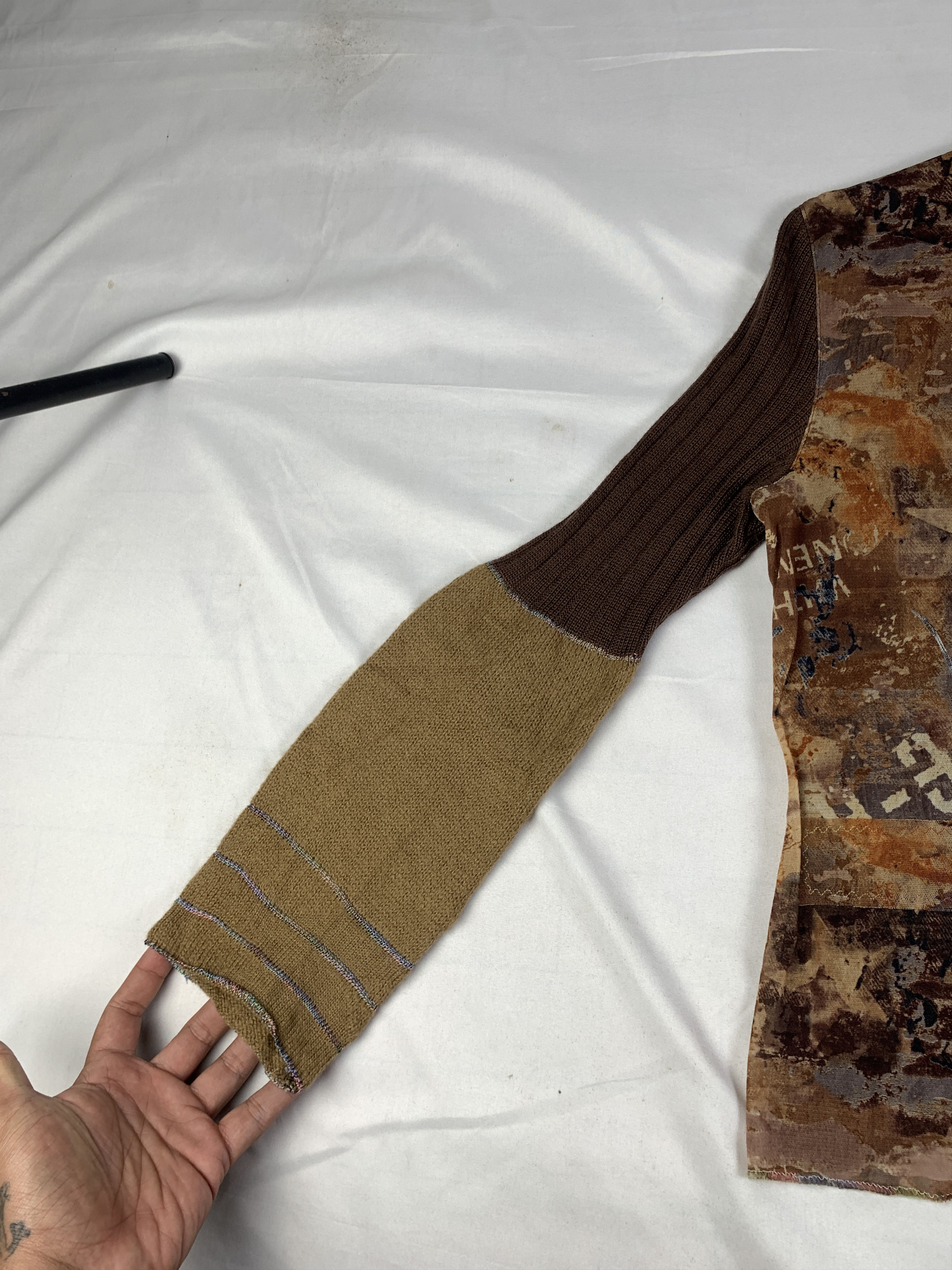 Japanese Brand C'est moijeu Brown Flare Sleeve Knitted Mesh Top (M) Size M / US 6-8 / IT 42-44 - 4 Thumbnail