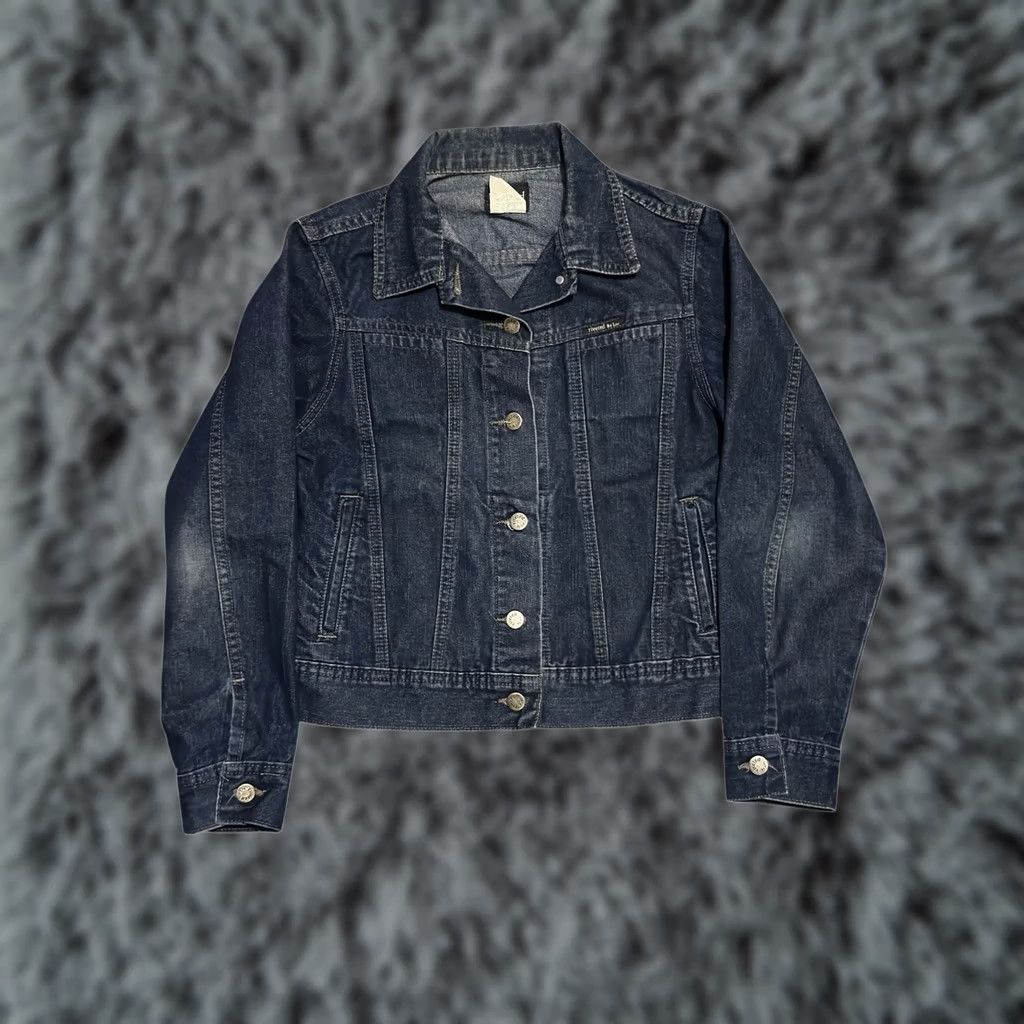 Lee VINTAGE Riveted by LEE Womens Jacket Denim Trucker Made in USA Dark Blue S Blue USA Womens Jacket Size 28" / US 6 / IT 42 - 1 Thumbnail