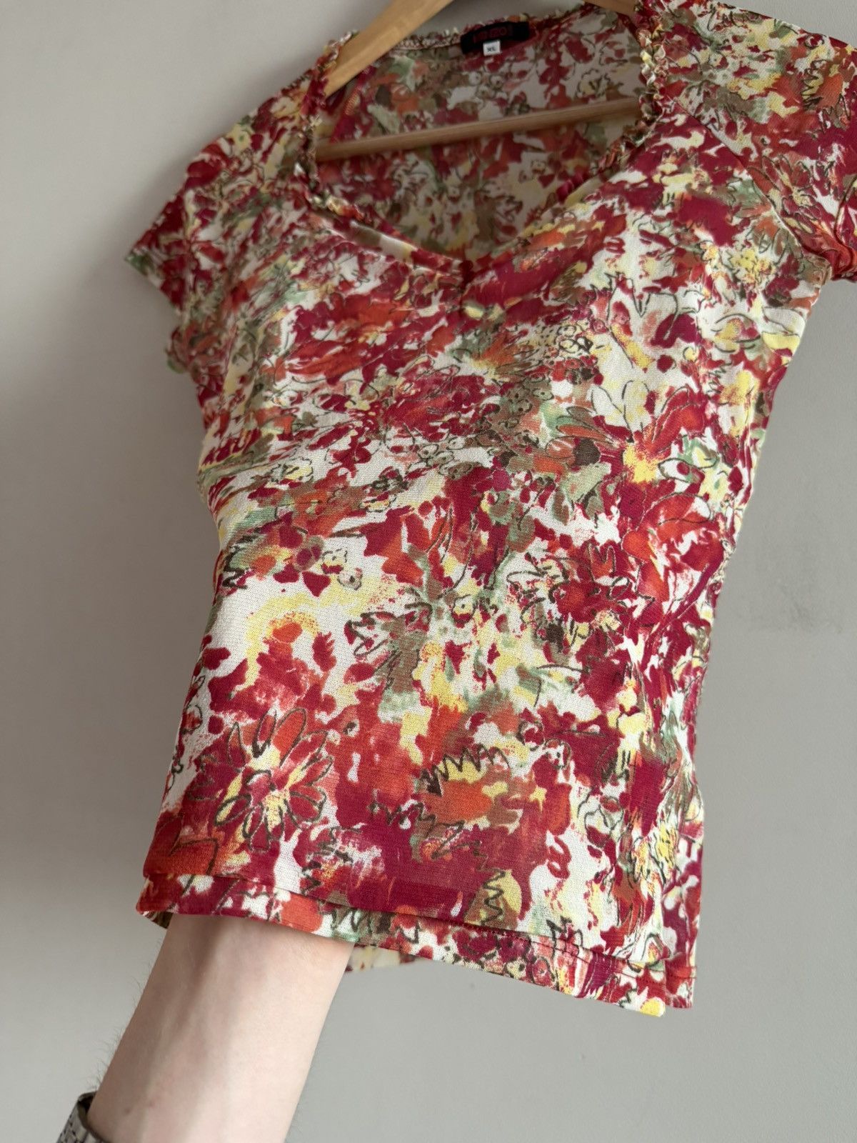 Kenzo Kenzo Floral Sheer Ruffle Top Size XL / US 12-14 / IT 48-50 - 5 Thumbnail