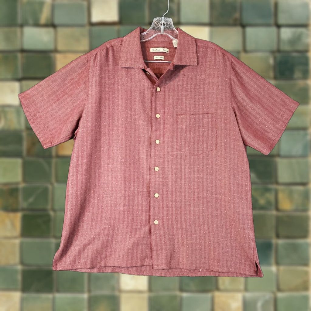 Vintage VINTAGE Batik Bay Button-Up Shirt Mens Large Red Short Sleeve Size US 33 - 1 Thumbnail