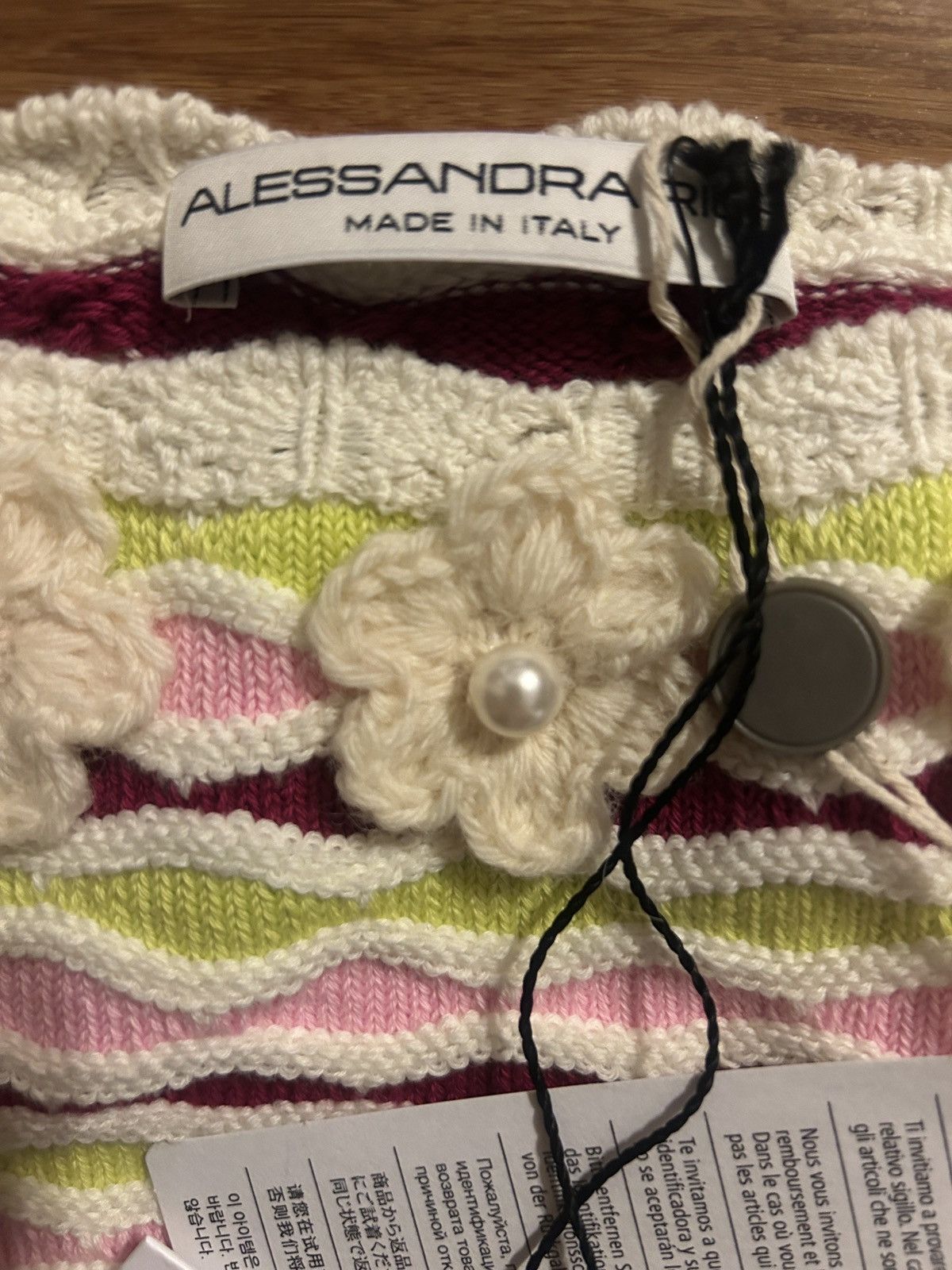Alessandra Rich ALESSANDRA RICH Cropped embroidered wool-trimmed Top Size L / US 10 / IT 46 - 6 Thumbnail