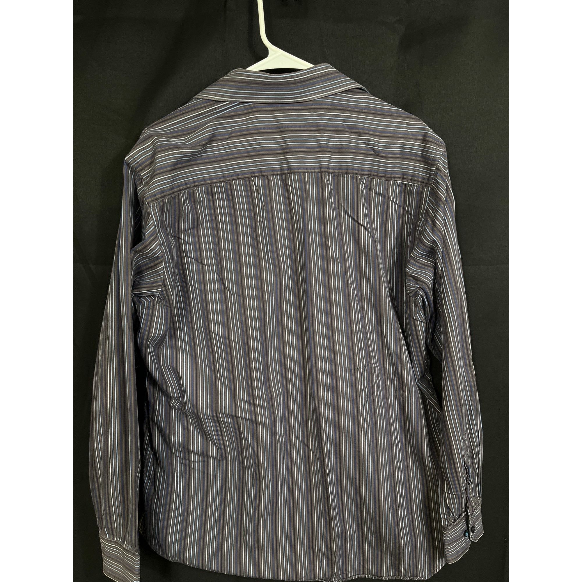 Taylor Byrd TailorByrd SKU 7780 Mens Blue and White Striped Button Down Size US XL / EU 56 / 4 - 2 Thumbnail
