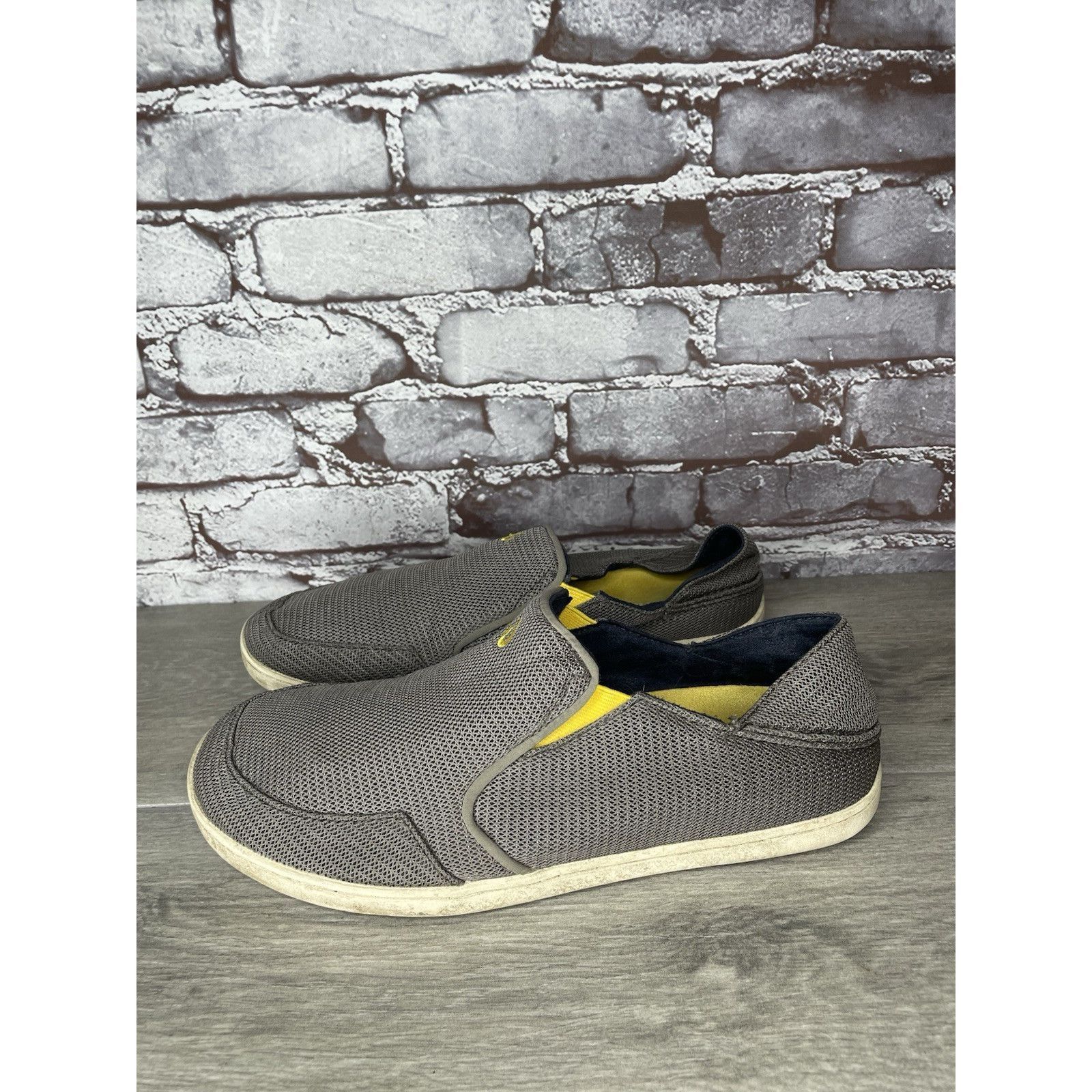 Olukai Olukai Nohea Mesh Comfort Gray Yellow Slip Casual On Shoes M Size US 10.5 / EU 43-44 - 10 Thumbnail