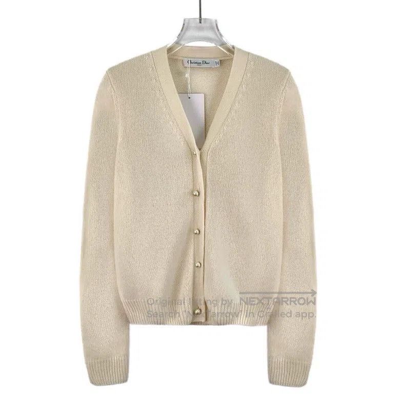 Dior Dior Beige cashmere V-neck single-breasted long-sleeved kn Size XS / US 0-2 / IT 36-38 - 1 Thumbnail