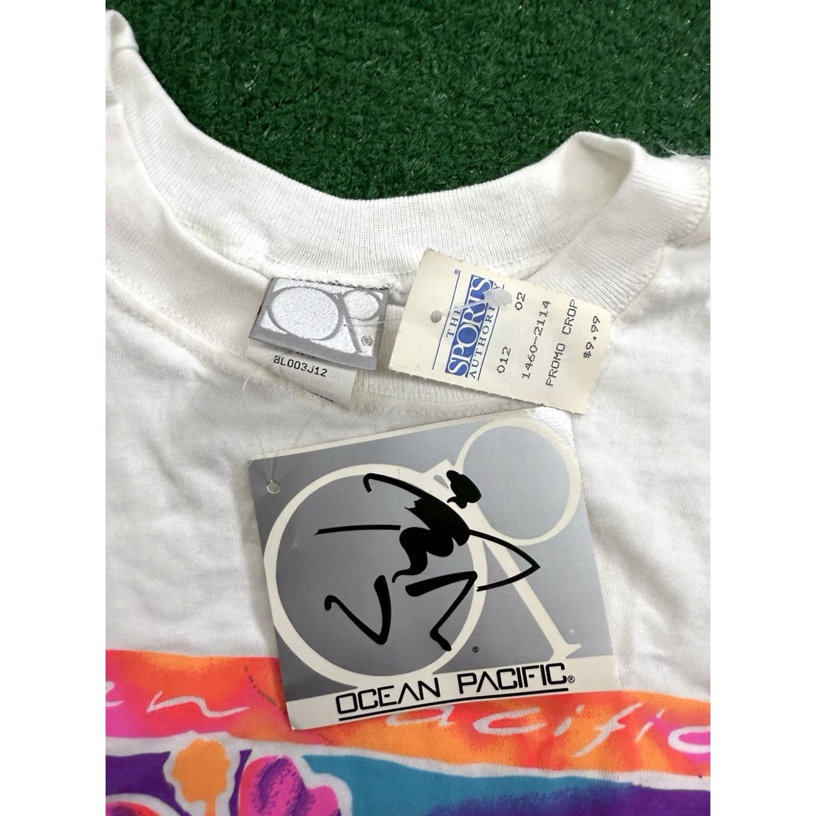 Ocean Pacific VINTAGE Ocean Pacific OP Floral Crop Top T-Shirt OSFA 1990s White Cotton Graphic Sportswear/Beach Mens Women Girls Boys Size ONE SIZE - 3 Thumbnail