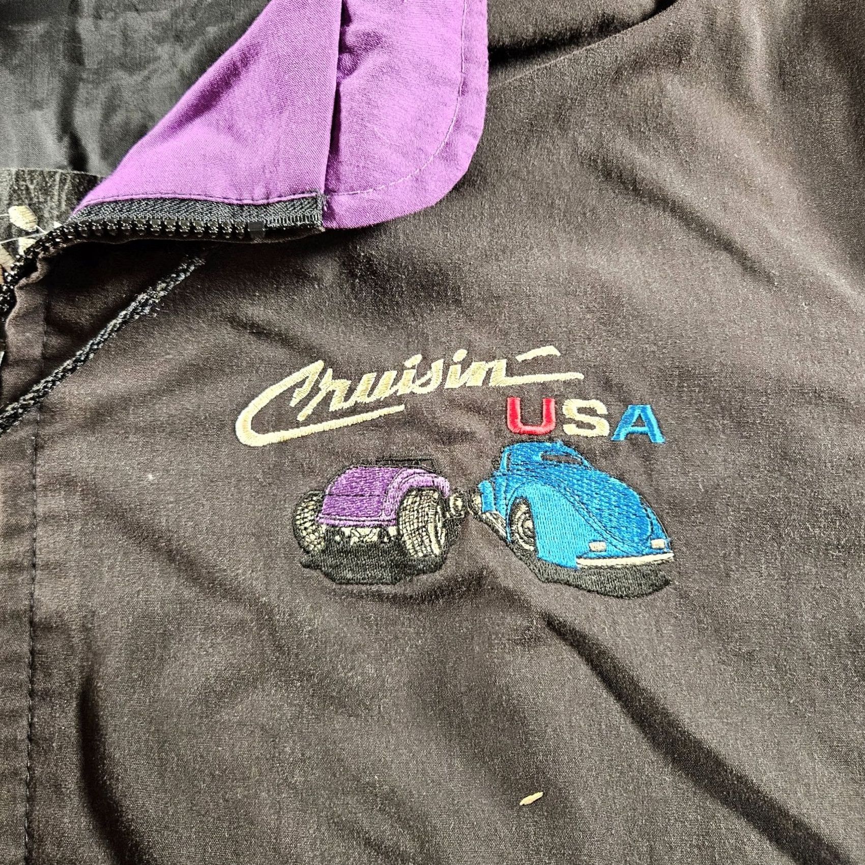 Vintage VINTAGE Nemesis Cruisin USA Car Jacket Embroidered Black 90s Bomber Jacket XL Men Size US XL / EU 56 / 4 - 5 Thumbnail