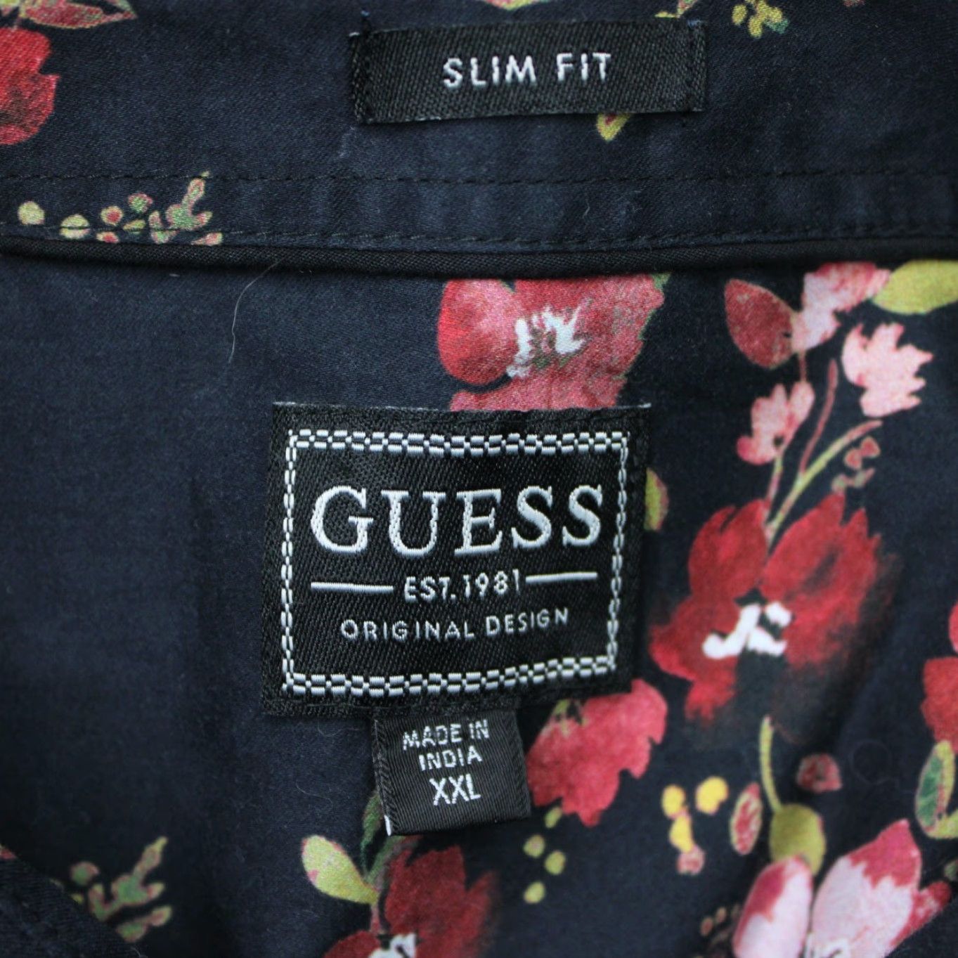 Guess GUESS Shirt Men 2XL Floral Black Red Long Sleeve Button-Up Modern Classic Storm Brand: GUESS Size US XXL / EU 58 / 5 - 6 Thumbnail
