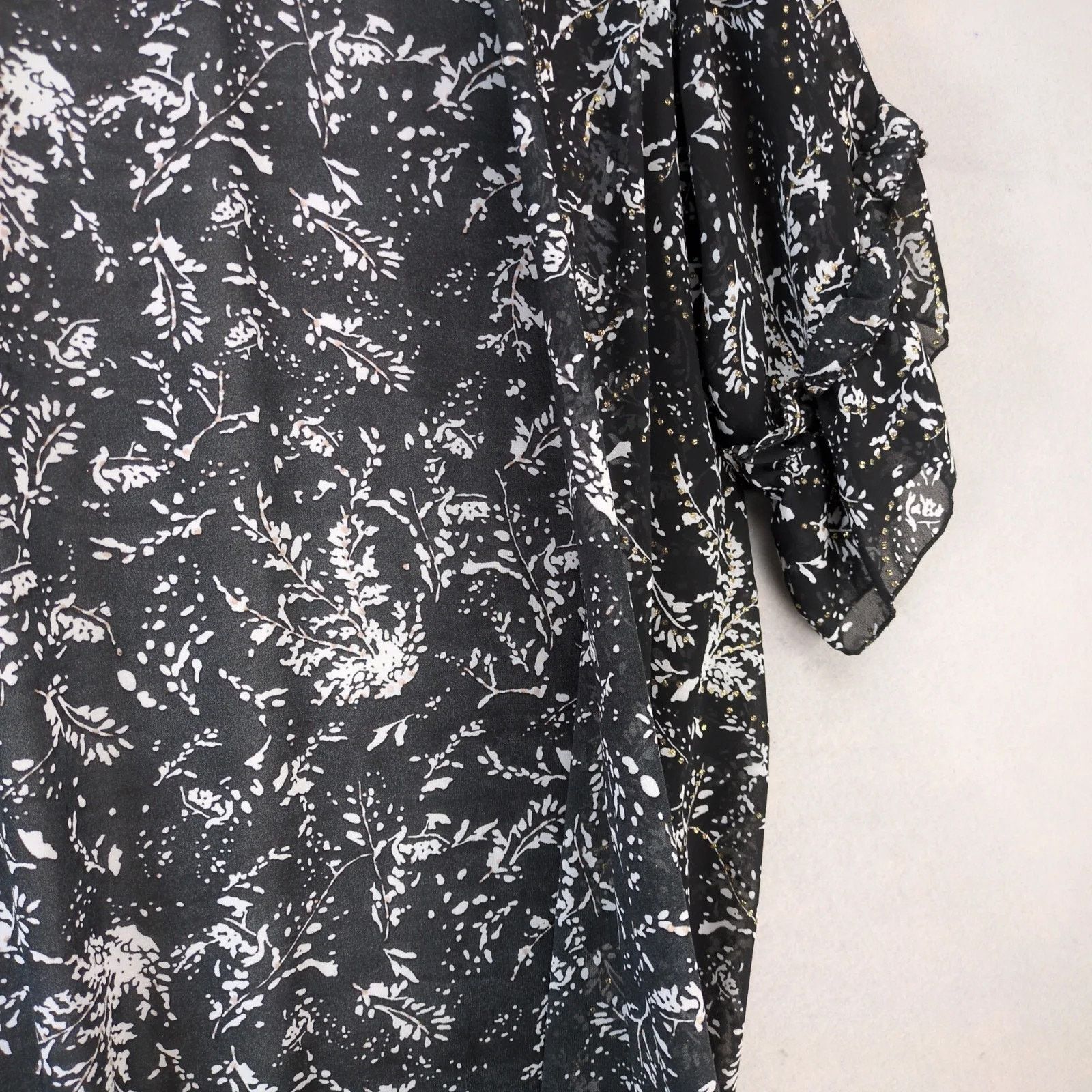 Other Laon Black Floral Print Sheer Long Kimono Open Cardigan XL Size XL / US 12-14 / IT 48-50 - 9 Thumbnail