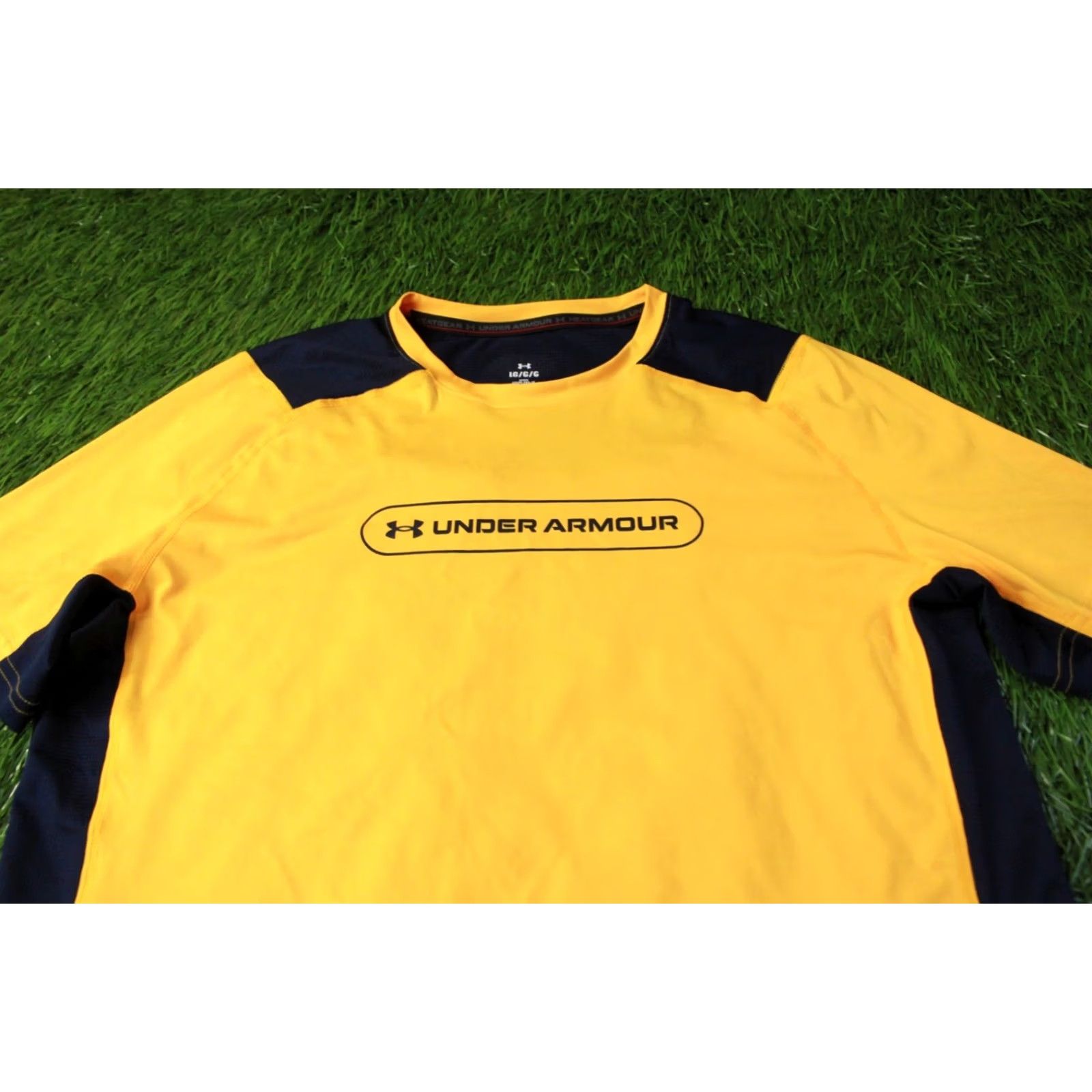 Under Armour Under Armour HeatGear Shirt Men L Orange Navy 2022 Training Compression Jersey 74 cm 55 cm Crew Neck Short Sleeve Size US L / EU 52-54 / 3 - 3 Thumbnail