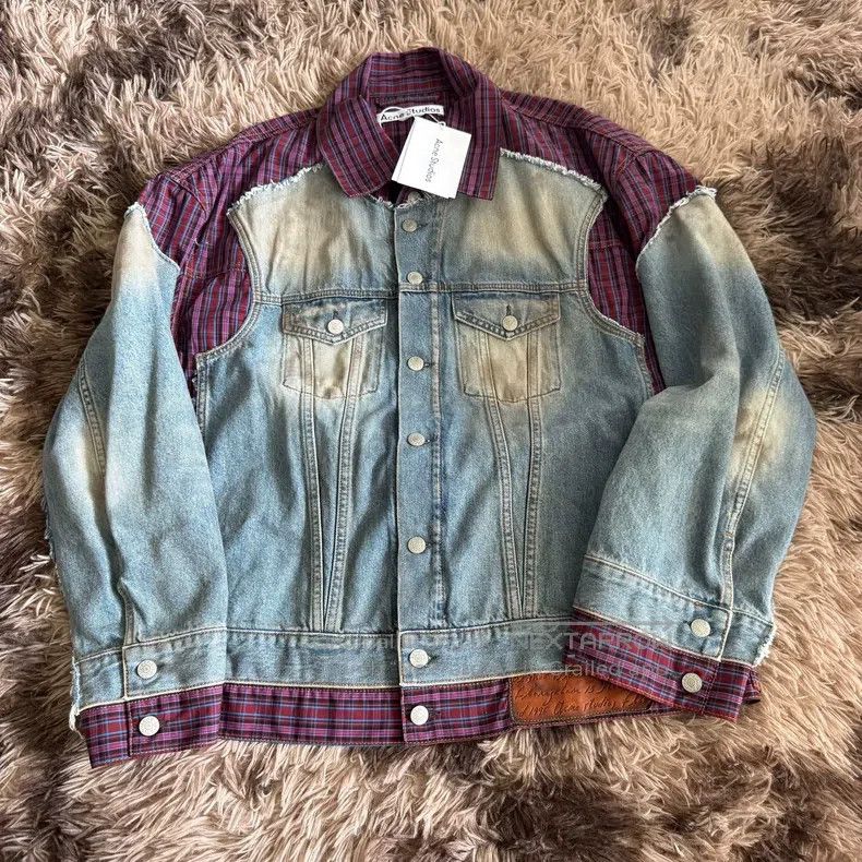 Acne Studios Acne Studios Denim Belt Side Pocket Contrast Plaid Jacket Size US M / EU 48-50 / 2 - 1 Thumbnail