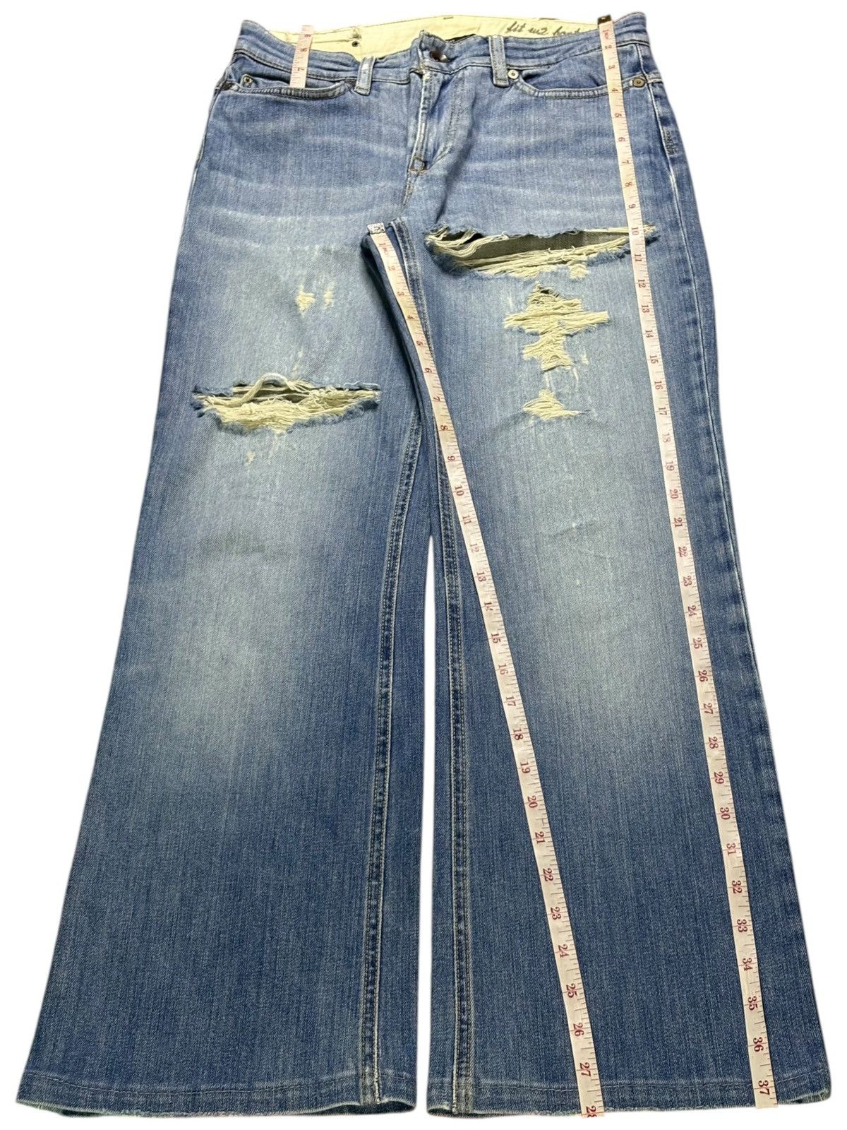 Japanese Brand Vintage Max Mara Faded Wash Distress Rip Bootcut Flare Jean Size 28" / US 6 / IT 42 - 14 Thumbnail