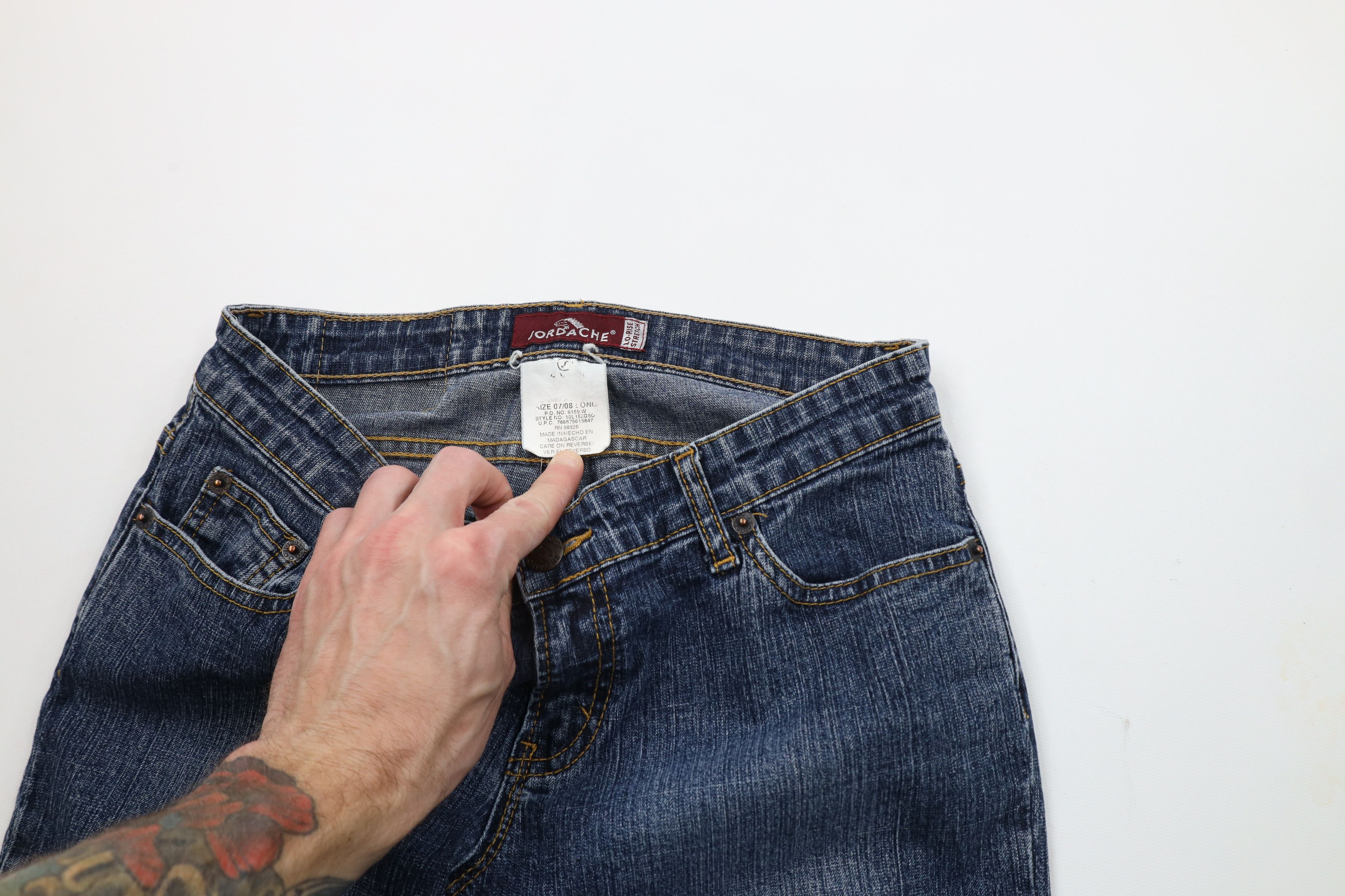 Vintage Vintage 90s Y2K Streetwear Stretch Flared Denim Jeans Blue Size 30" / US 8 / IT 44 - 7 Thumbnail