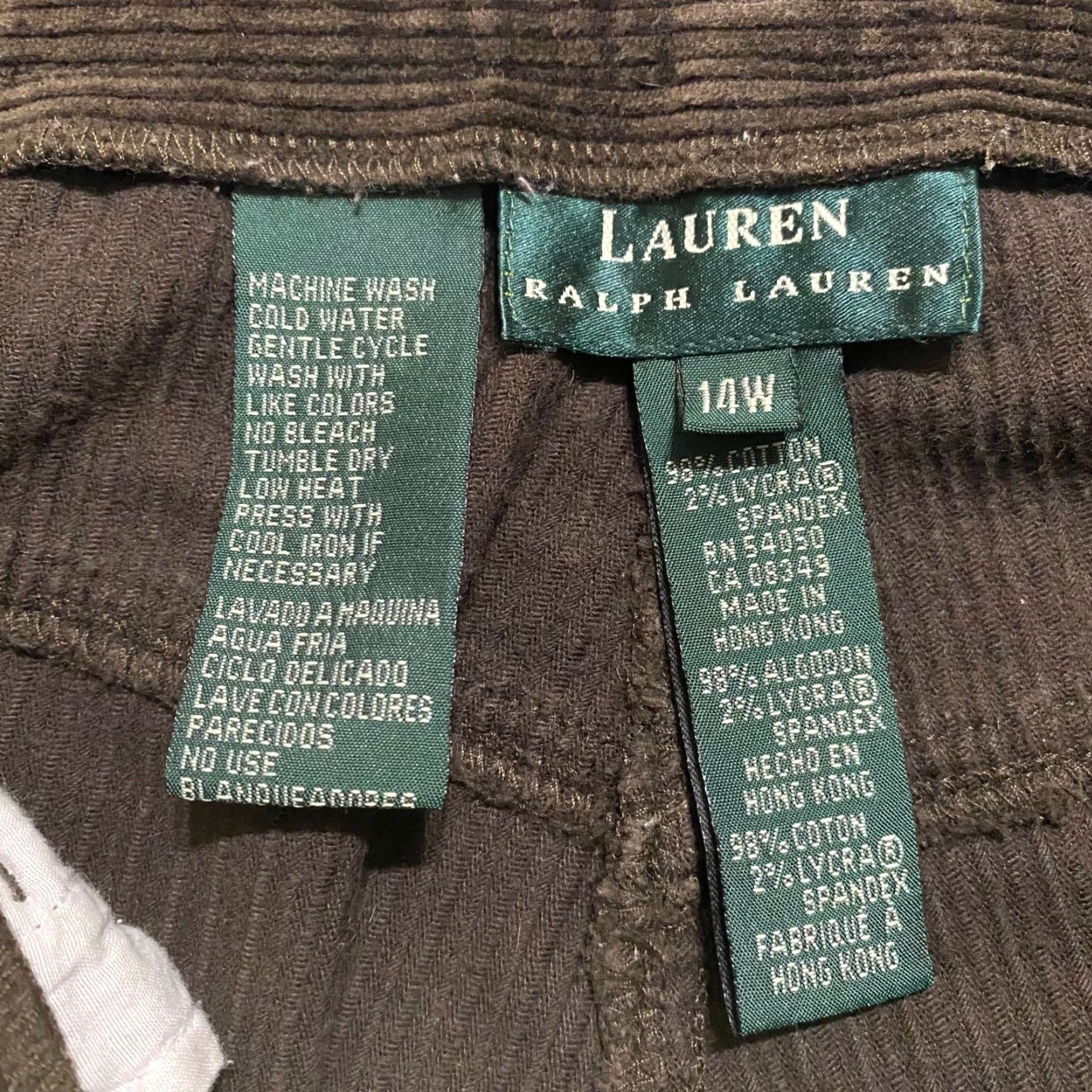 Ralph Lauren Lauren Ralph Lauren Pants Womens 14W Plus Corduroy Brown Straight High Rise Vintage: No (adjust) Size 36" / US 14 / IT 50 - 3 Thumbnail