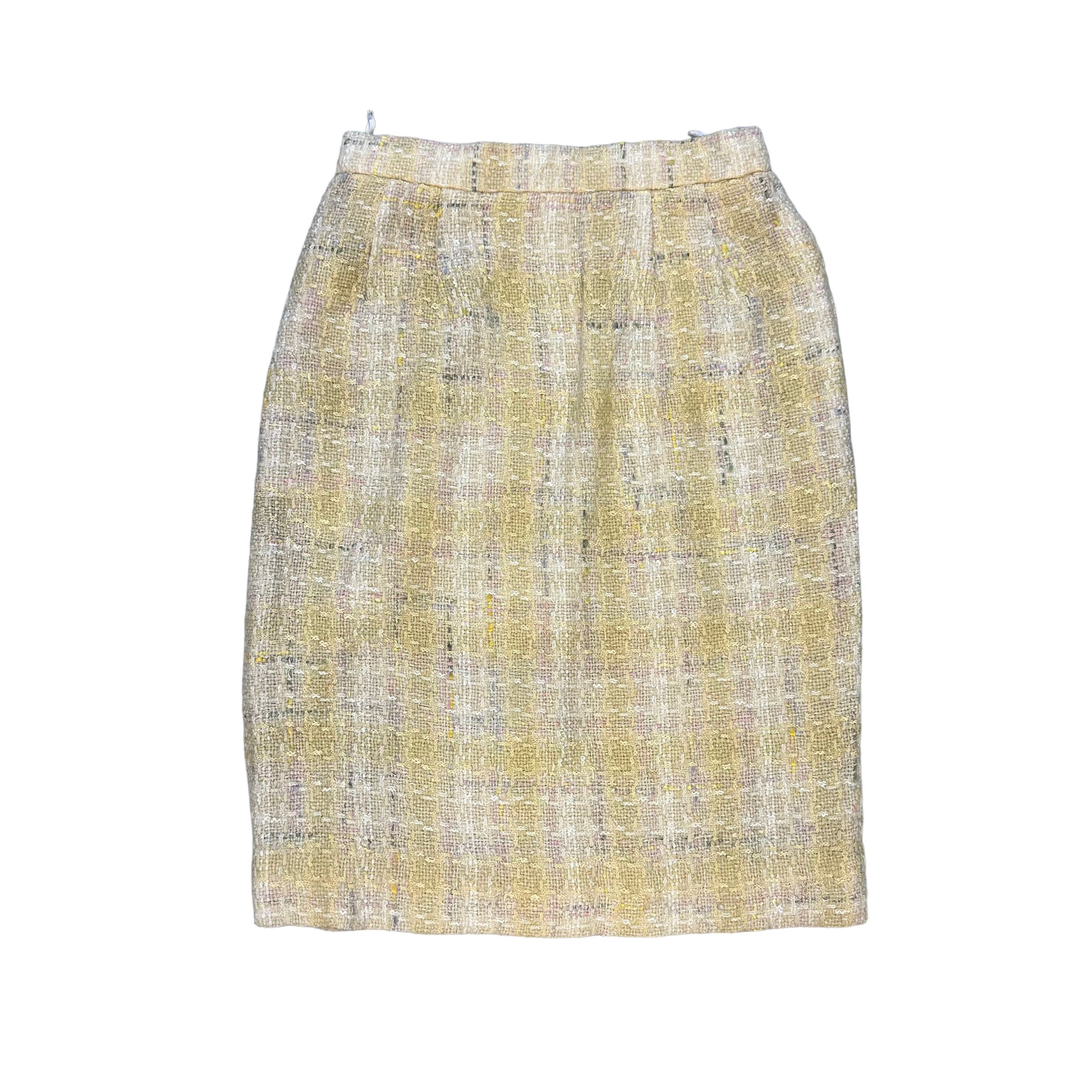 image of Courreges Paris Yellow Tweed Skirts 7735-167, Women's (Size 24)