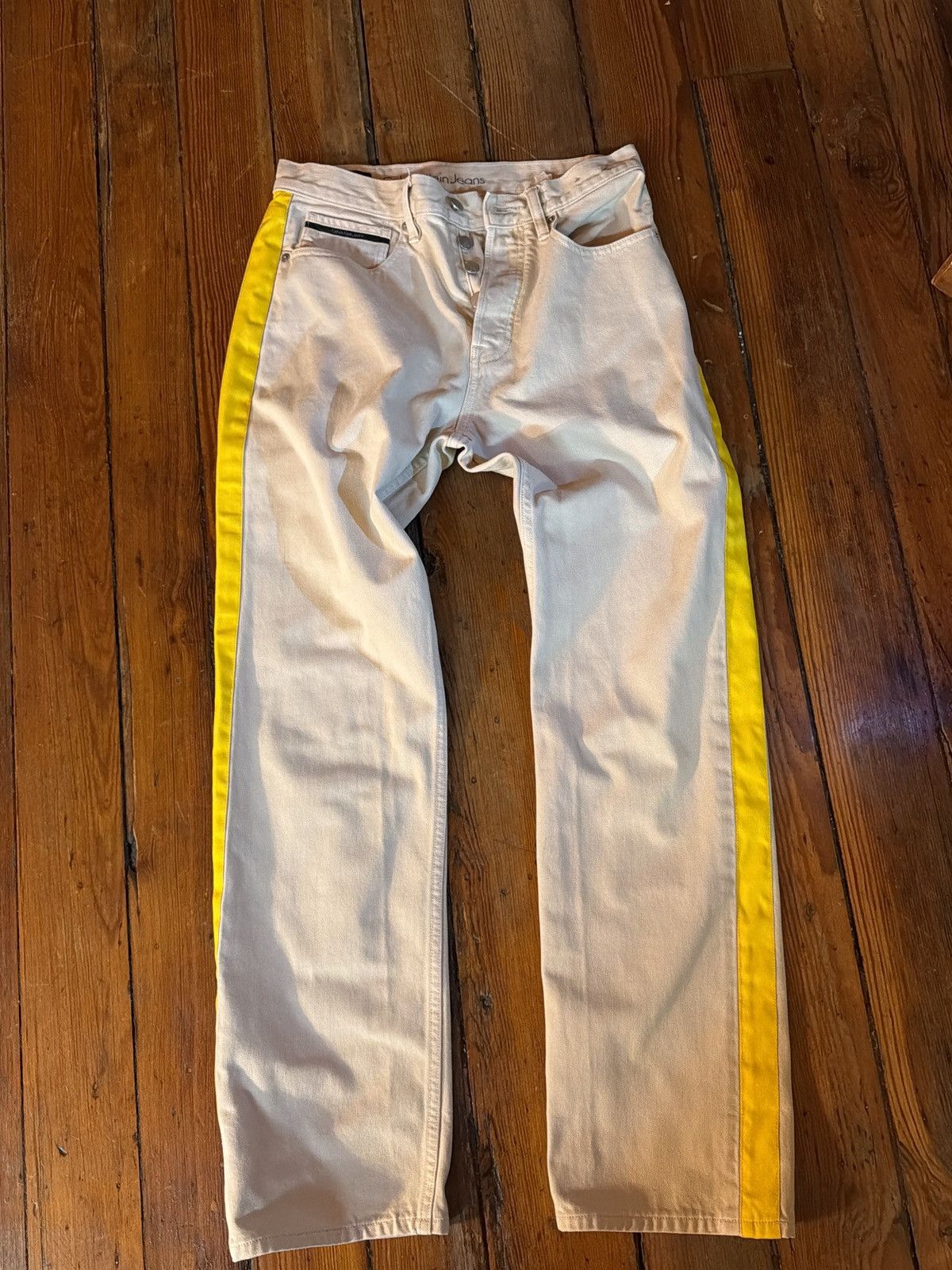 Calvin Klein Calvin Klein Raf Simons stripe pant beige/yellow size 30/32 Size US 30 / EU 46 - 2 Thumbnail