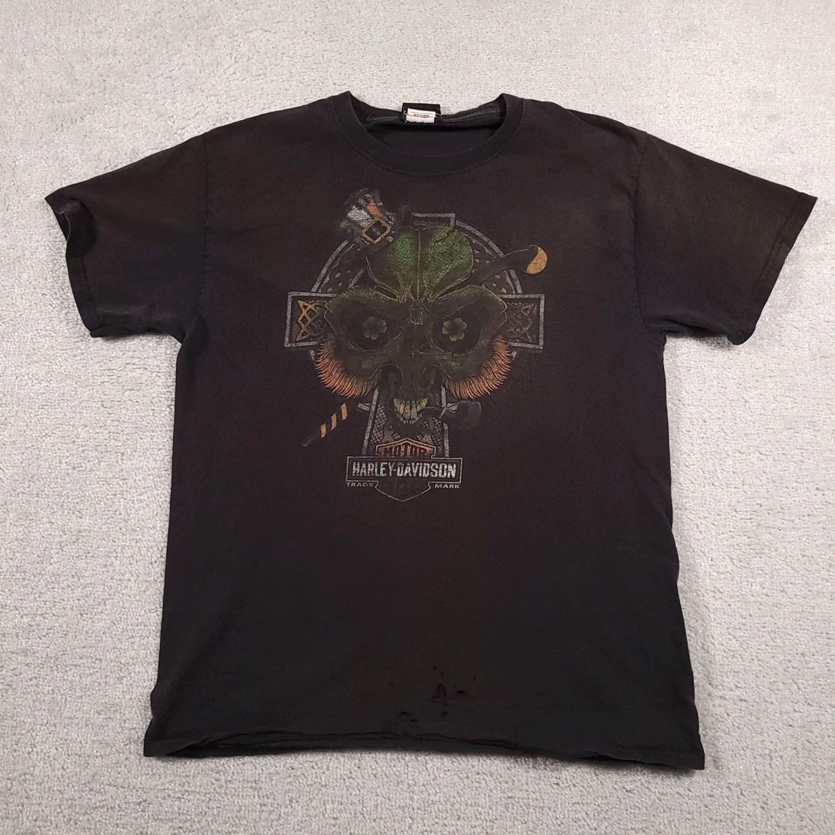 Harley Davidson Harley-Davidson Shirt Mens M Black Irish Skull St Patrick Myrtle Beach 2017 Graphic Print Short Sleeve Crew Neck Black Cotton 2017 Size US M / EU 48-50 / 2 - 2 Thumbnail