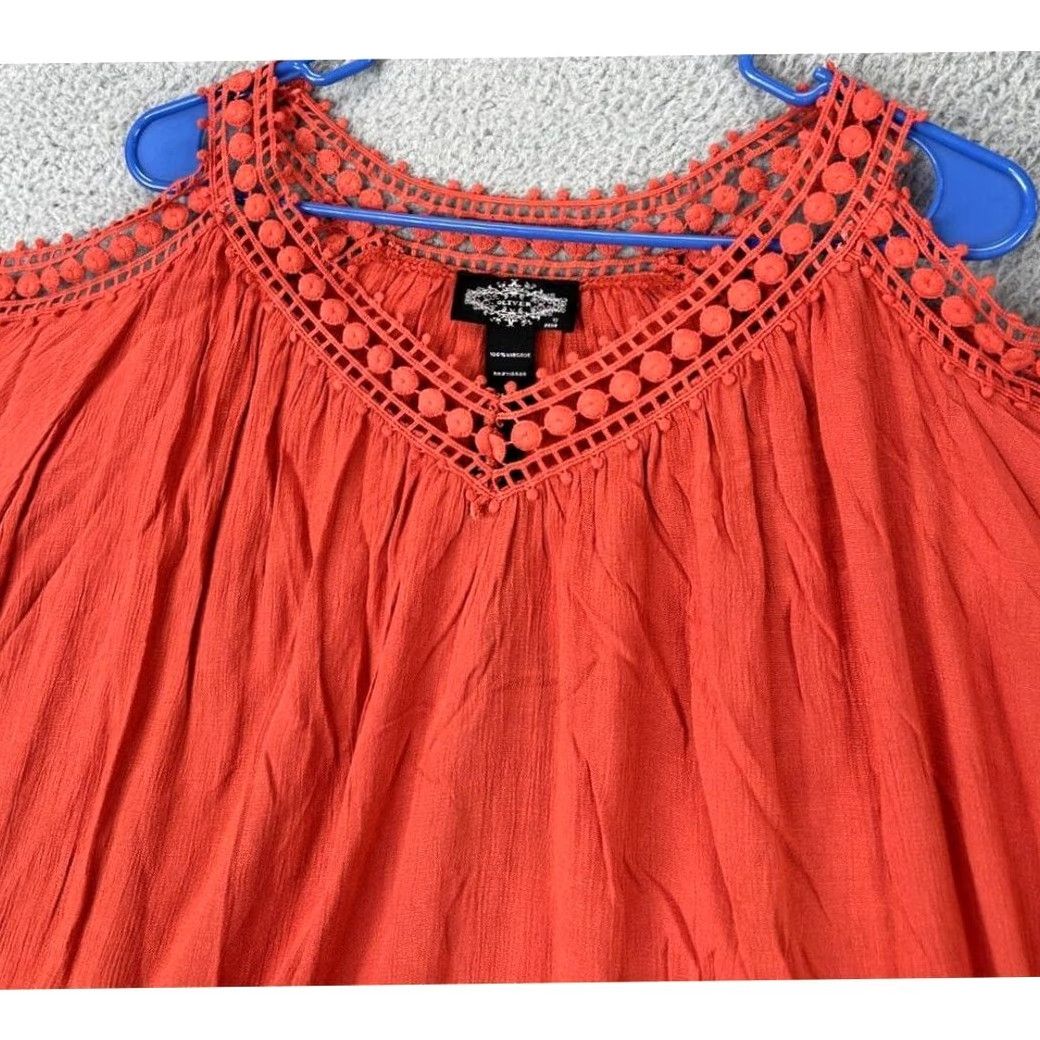 Olive Oliver Off Shoulder Shirt Womens Large Salmon Lace V-Neck Blouse NEW Size L / US 10 / IT 46 - 3 Thumbnail