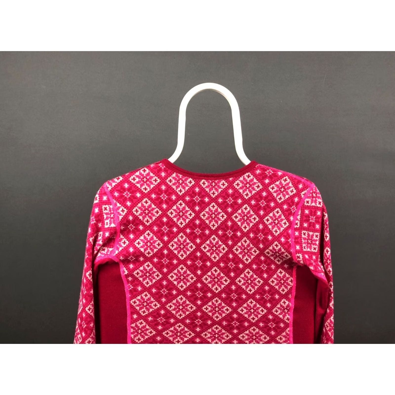 Vintage Kari Traa Women's Pink Geometric Patterned Wool Blend Jersey Top M Casual Size M / US 6-8 / IT 42-44 - 3 Thumbnail