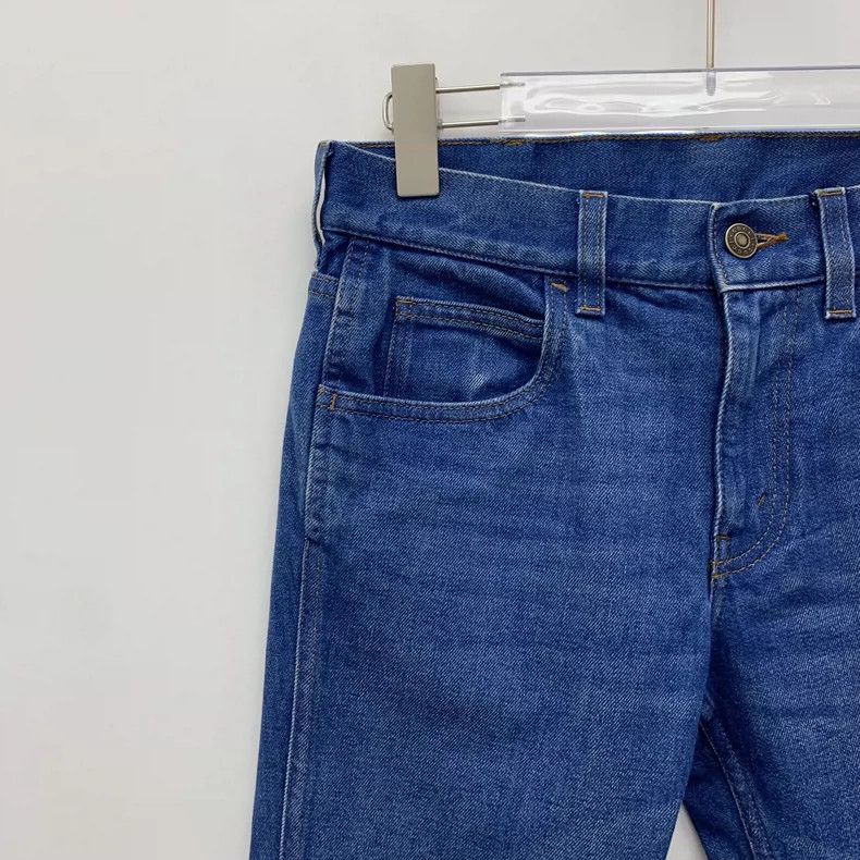 Gucci Gucci Blue leather brand cotton denim trousers 2504-Nextarr Size 28" / US 6 / IT 42 - 3 Thumbnail