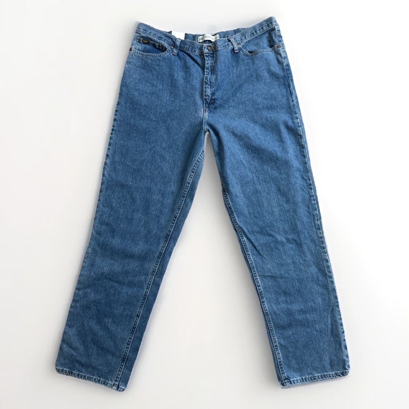 Lee Lee Regular Relaxed Straight Jeans Mens 42x34 Medium Wash Denim 5-Pocket Classic Belt Loops Size US 42 / EU 58 - 4 Thumbnail